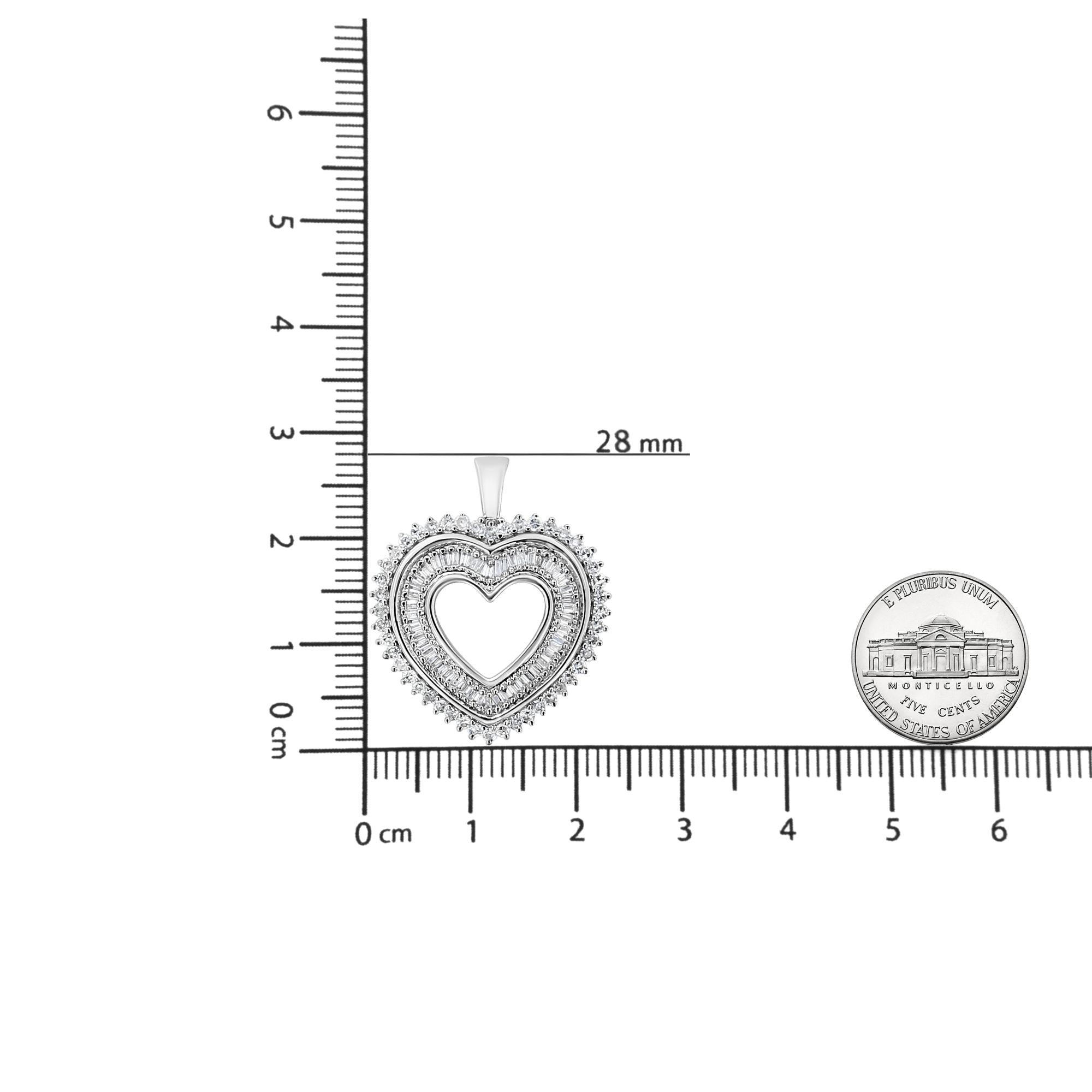 .925 Sterling Silver 1.0 Ctw Diamond Shadow Open Heart Halo 18" Pendant Necklace (I-J Color, I1-I2 Clarity) - Friggin Jewelry