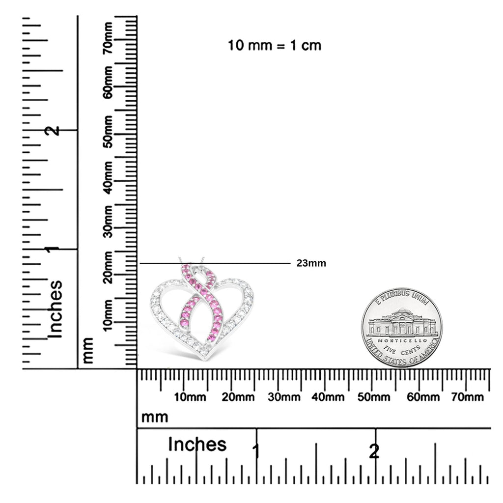 14K White Gold 1ct. TGW Diamond And Pink Sapphire Gemstone Pendant Necklace (G-H, SI2-I1) - Friggin Jewelry Premium