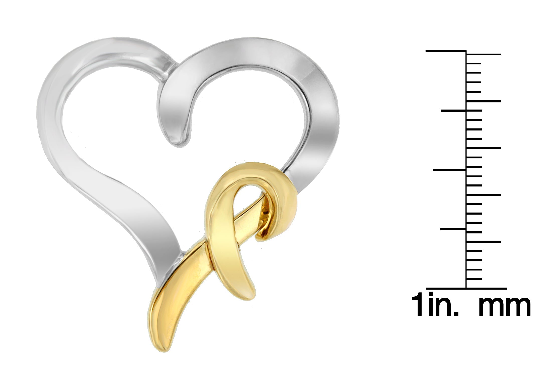 .925 Sterling Silver and 14K Yellow Gold Two-Tone Heart Shaped Pendant Necklace - Friggin Jewelry