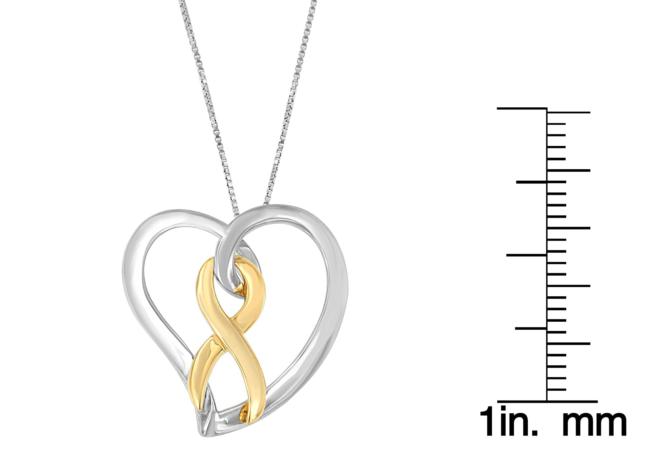 14K Gold and Silver Heart Bow Pendant Necklace - Friggin Jewelry