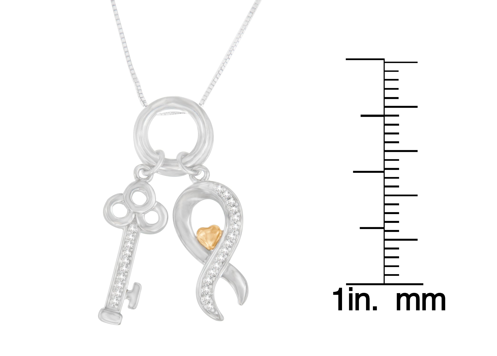 Collana con ciondolo a forma di chiave in argento sterling 925 bicolore da 1/6 ct con diamanti (HI, I1-I2) - Friggin Jewelry