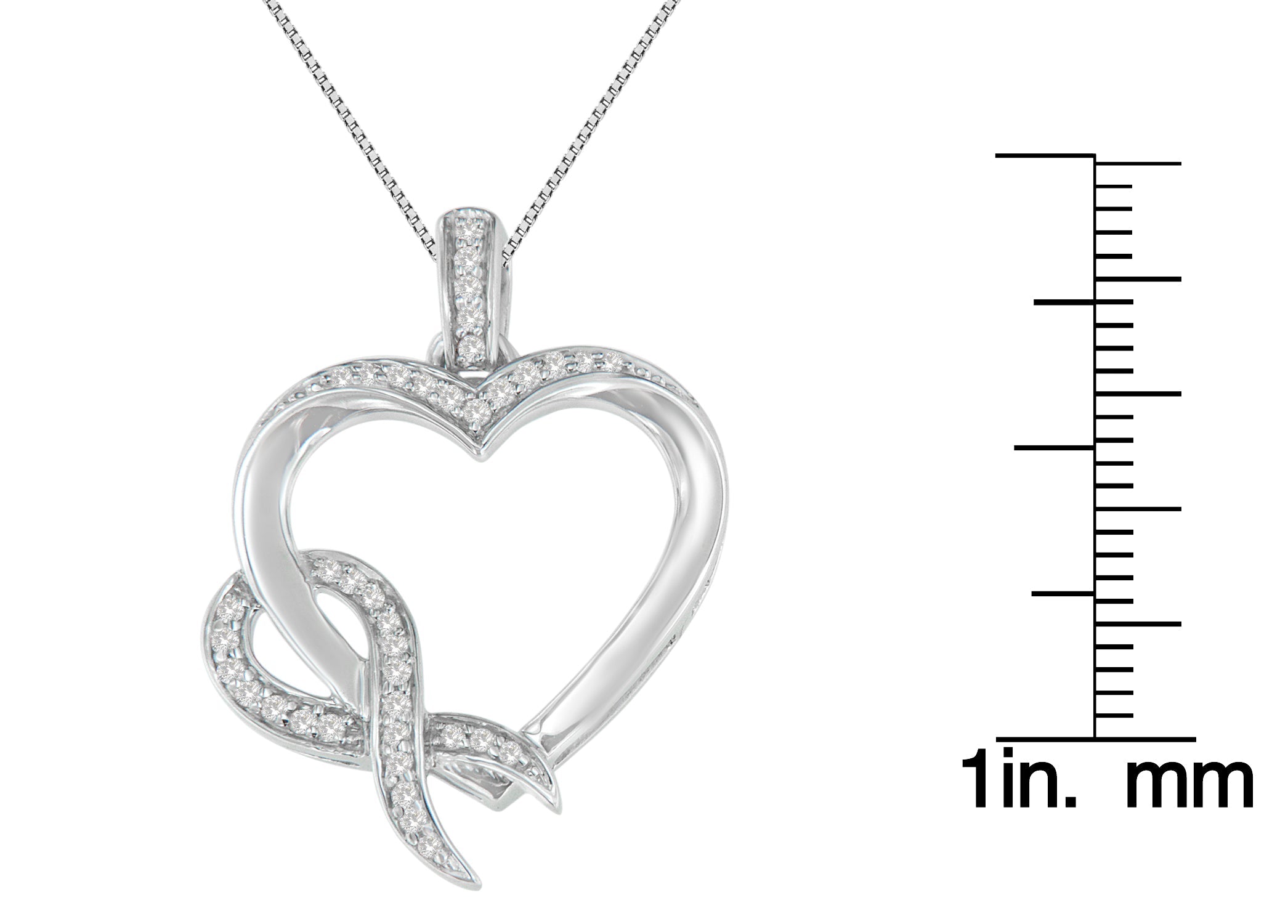 .925 Sterling Silver 1/6 cttw Diamond Heart Pendant Necklace (H-I, I1-I2) - Friggin Jewelry