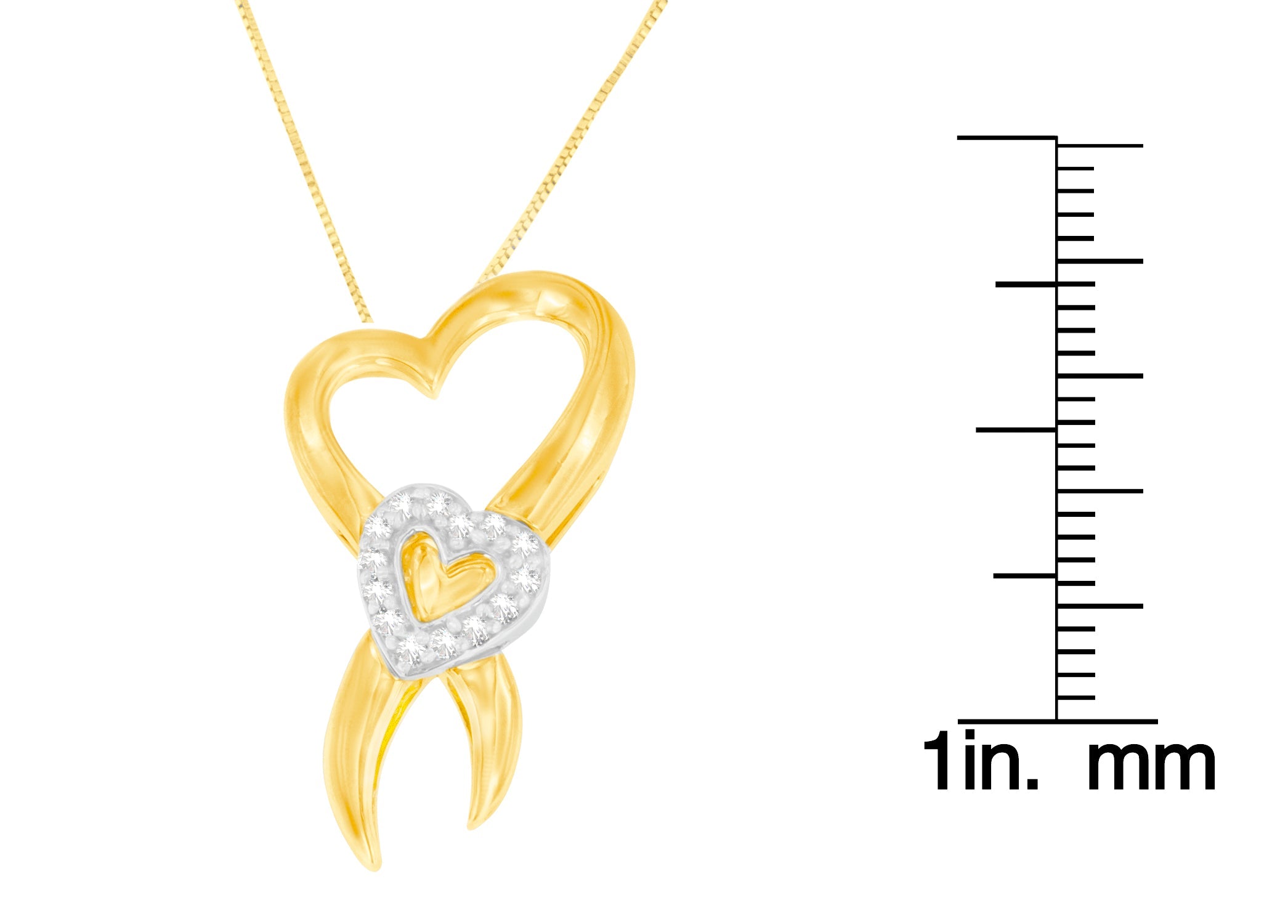 10K Two-Tone Gold 1/10 cttw Diamond Heart Pendant Necklace (H-I, I1-I2) - Friggin Jewelry