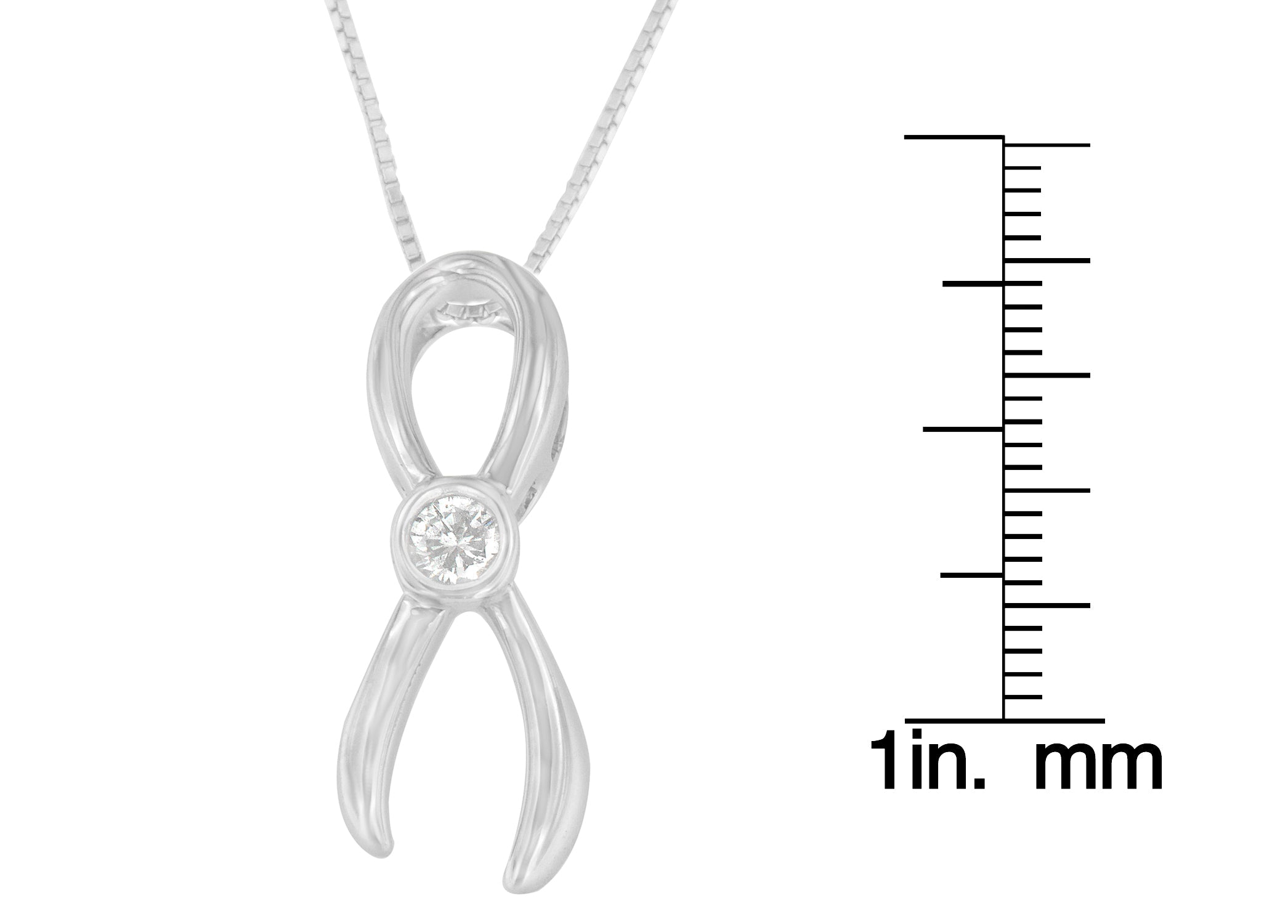 .925 Sterling Silver 1/10 cttw Diamond Ribbon Pendant Necklace (H-I, I1-I2) - Friggin Jewelry