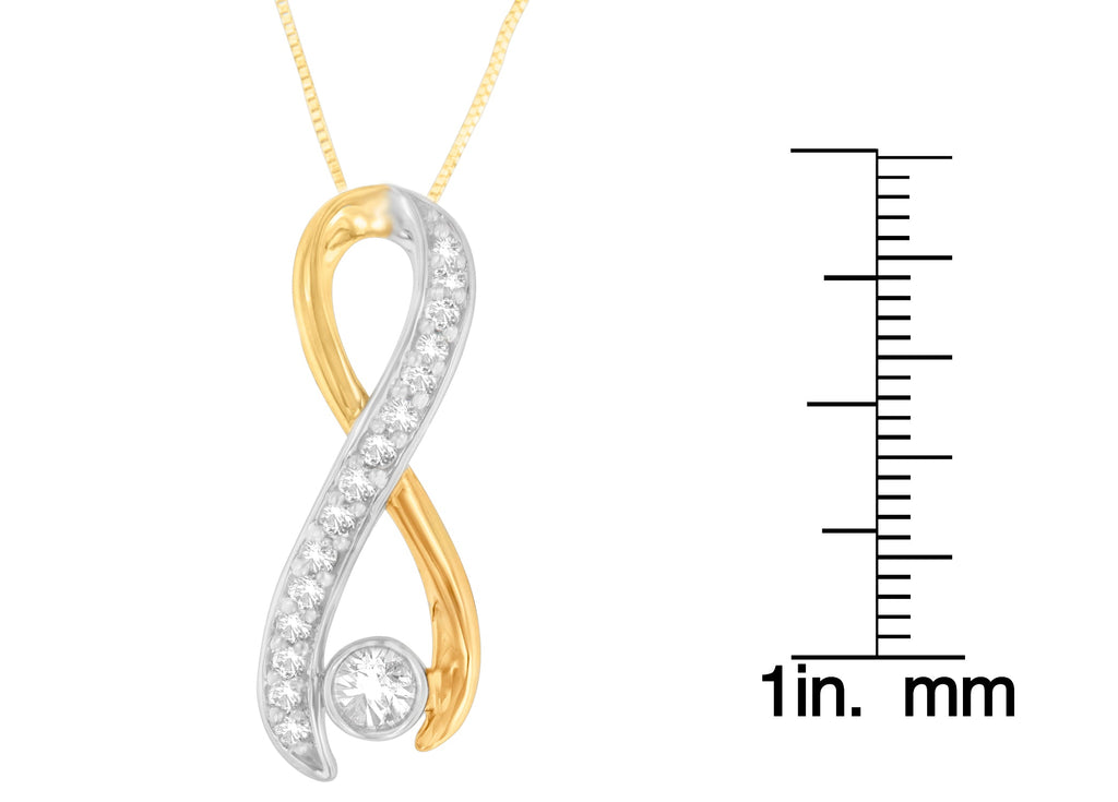 Collana con ciondolo a nastro radiante in oro bicolore 10K con diamanti da 1/5 cttw (HI, I1-I2) - Friggin Jewelry