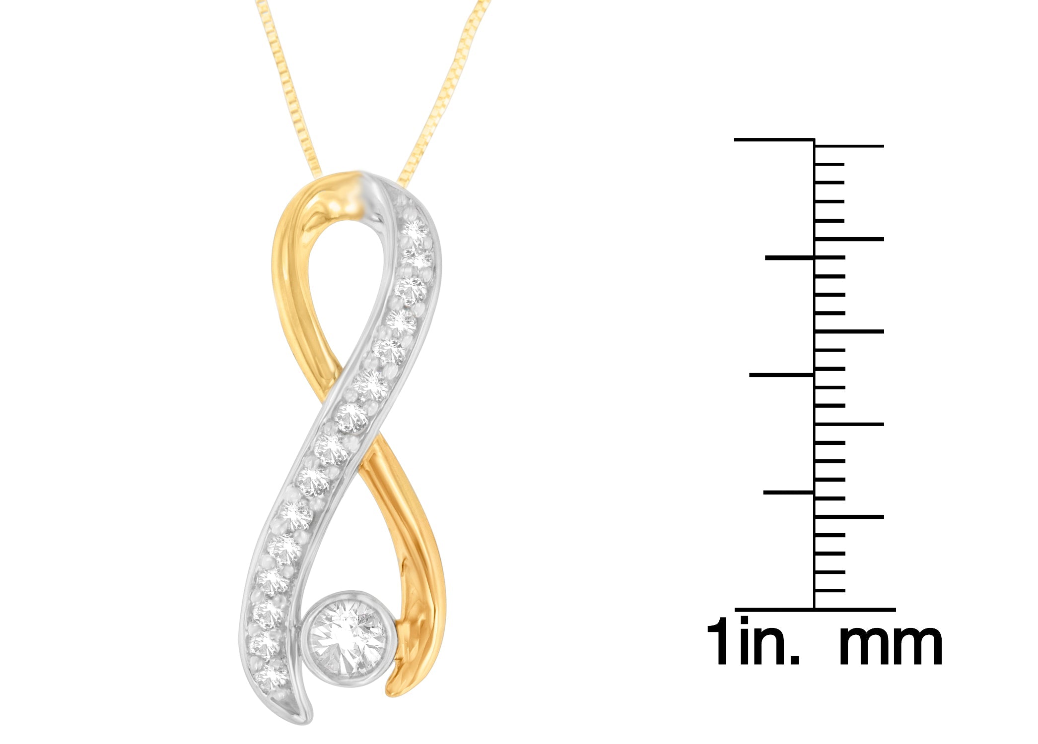 Collana con ciondolo a nastro radiante in oro bicolore 10K con diamanti da 1/5 cttw (HI, I1-I2) - Friggin Jewelry