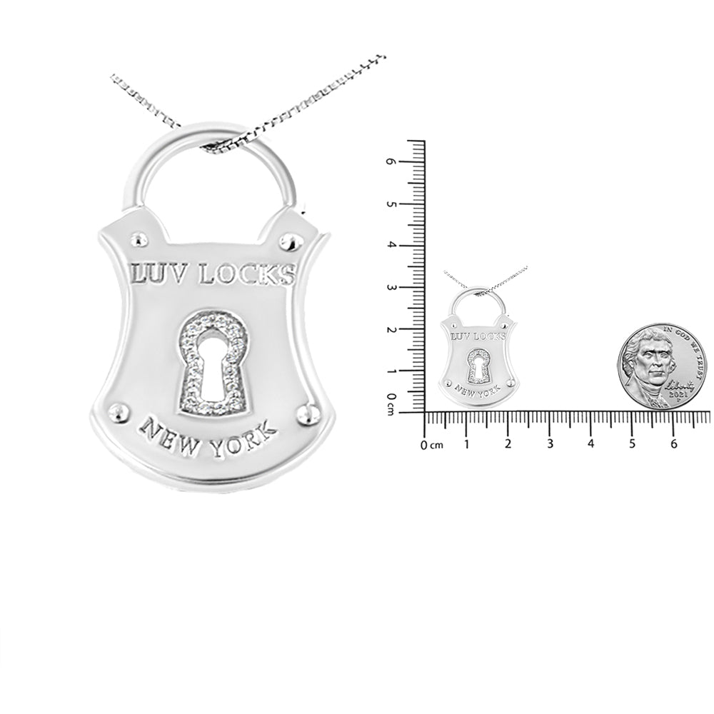Collana con ciondolo a forma di lucchetto con diamanti da 1/10 ct in argento sterling 925, lunghezza 18 pollici (colore HI, purezza I1-I2) - Friggin Jewelry