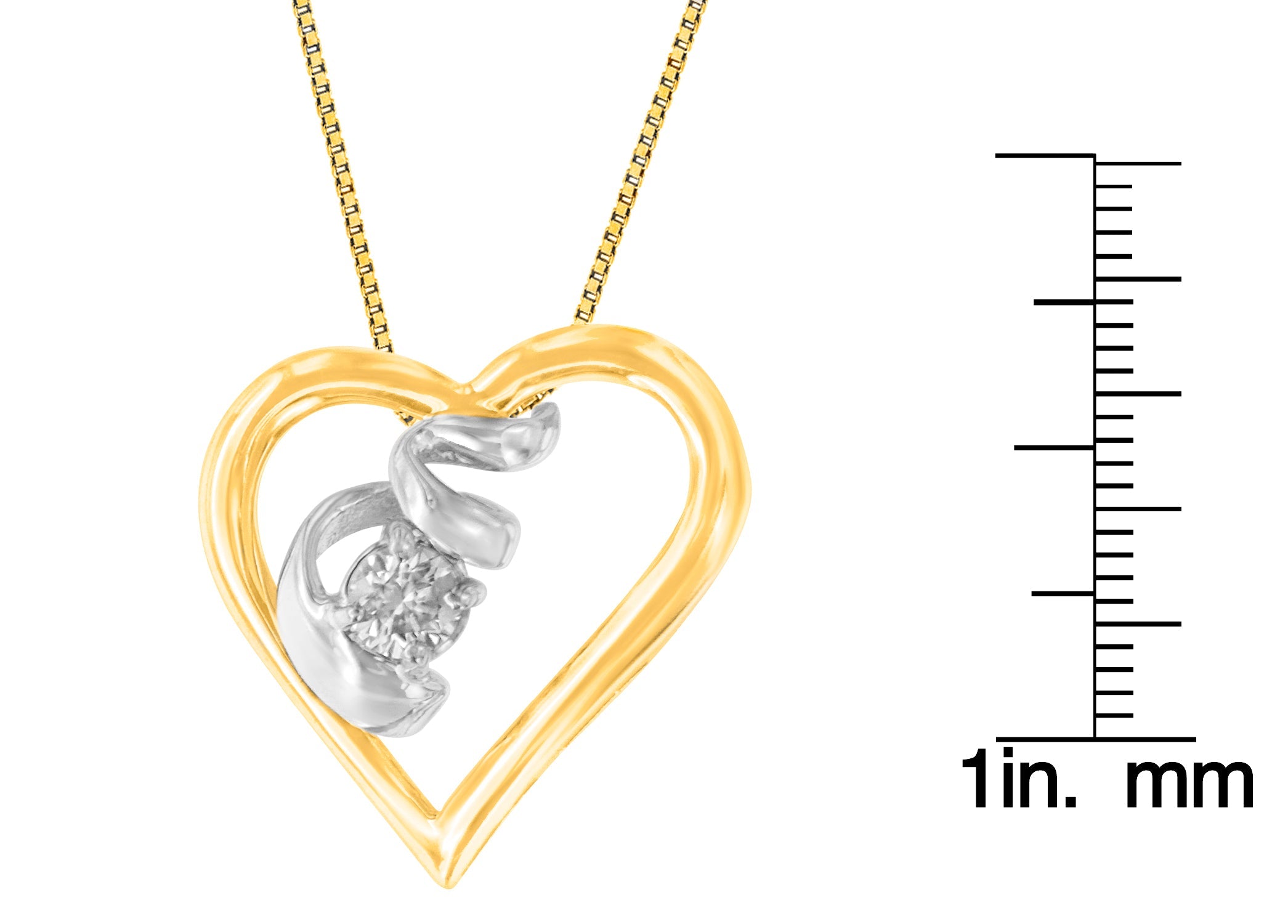 Espira 10K Two-Tone Gold 1/10 cttw Diamond Pendant Necklace (I-J, I2-I3) - Friggin Jewelry
