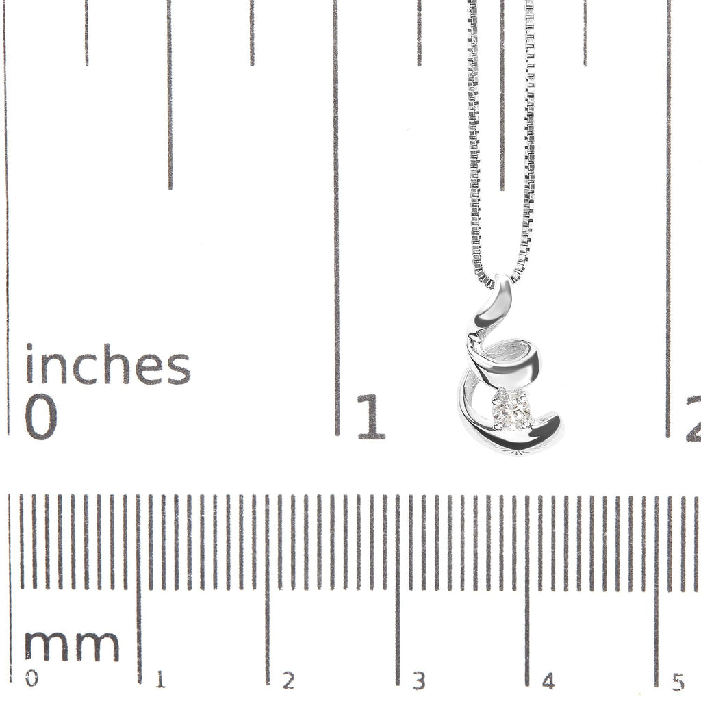 10K White Gold 1/10 Cttw Diamond Solitaire Spiral 18" Pendant Necklace (I-J Color, I2-I3 Clarity) - Friggin Jewelry
