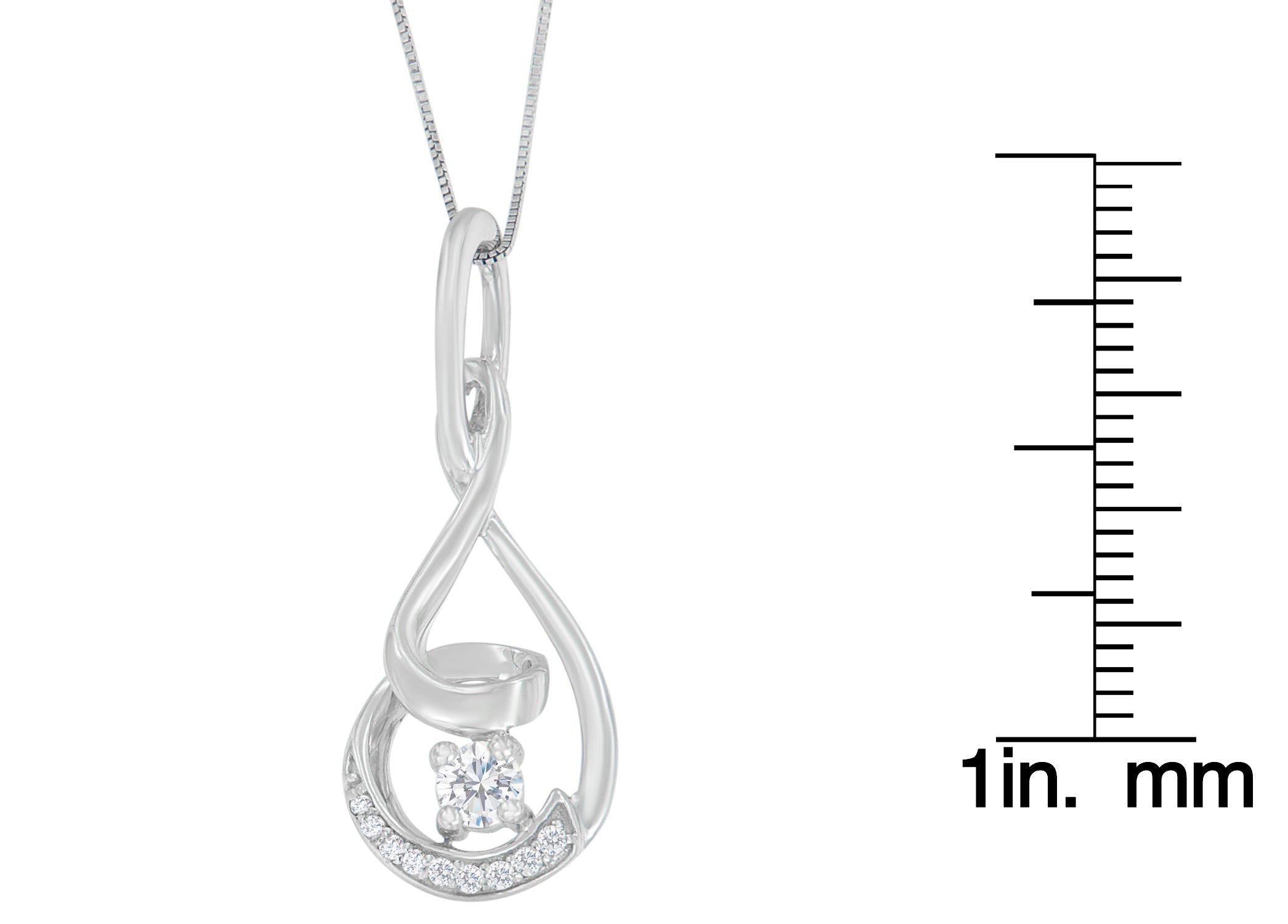 Espira 10K White Gold 1/4 cttw Round Cut Diamond Spiral Link Pendant Necklace (H-I, I1-I2) - Friggin Jewelry