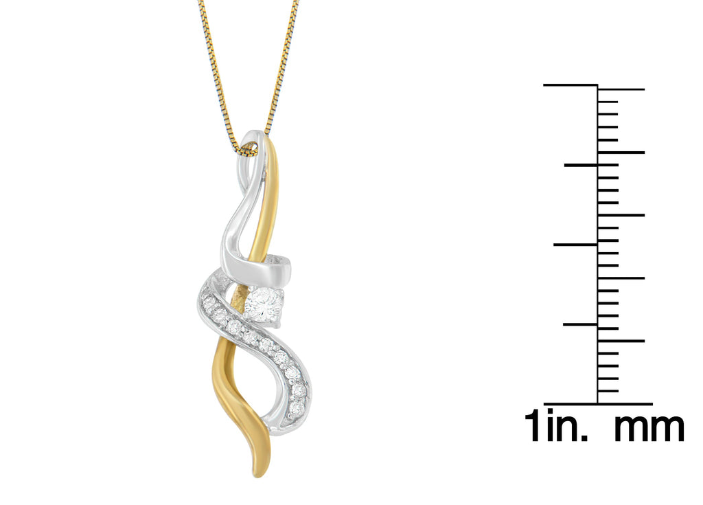 Collar Espira con colgante de espiral entrelazado de diamantes de 1/5 ct en oro bicolor de 10 quilates (JK, I1-I2) - Friggin Jewelry