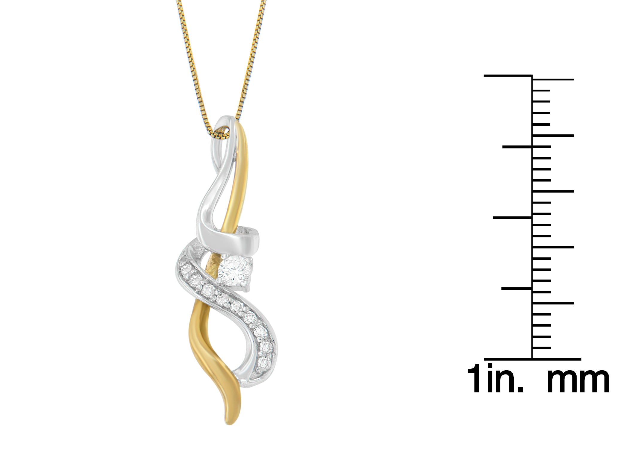 Collar Espira con colgante de espiral entrelazado de diamantes de 1/5 ct en oro bicolor de 10 quilates (JK, I1-I2) - Friggin Jewelry