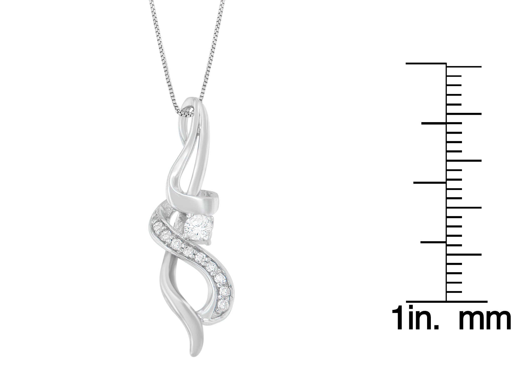 Collar Espira con colgante de espiral de diamantes de talla redonda de 1/5 ct en oro blanco de 10 quilates (JK, I1-I2) - Friggin Jewelry