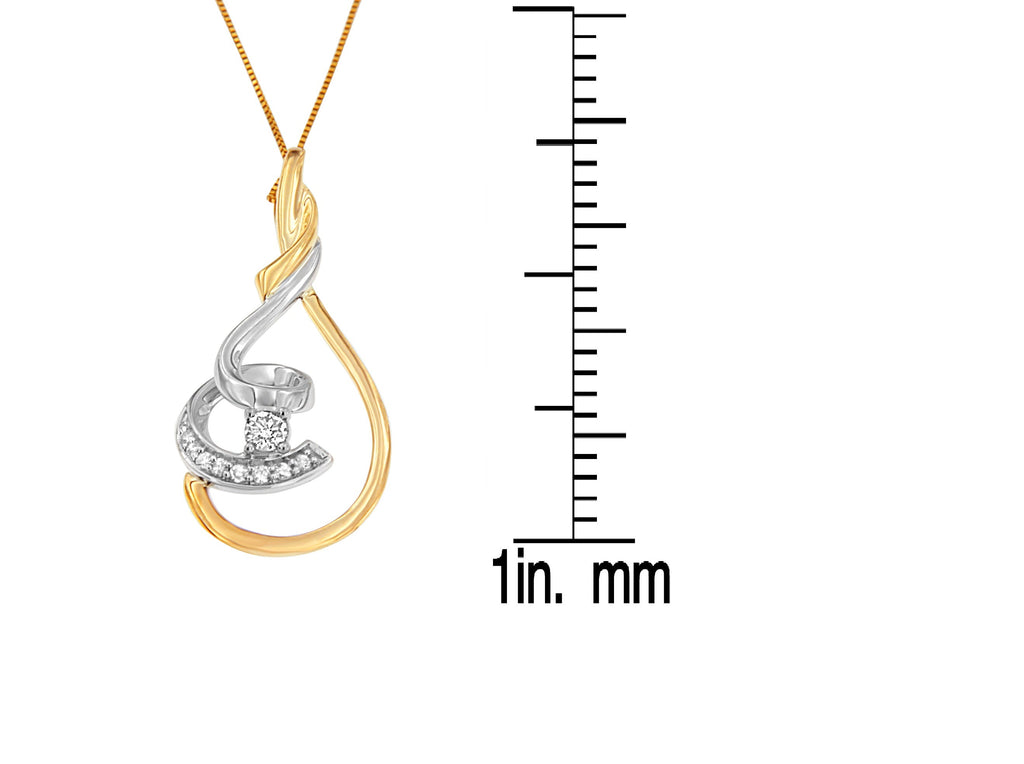 Espira 10K Two-Tone Yellow & White 1/6 Cttw Brilliant-Cut Diamond Layered Spiral 18" Pendant Necklace (H-I Color, I2-I3 Clarity) - Friggin Jewelry