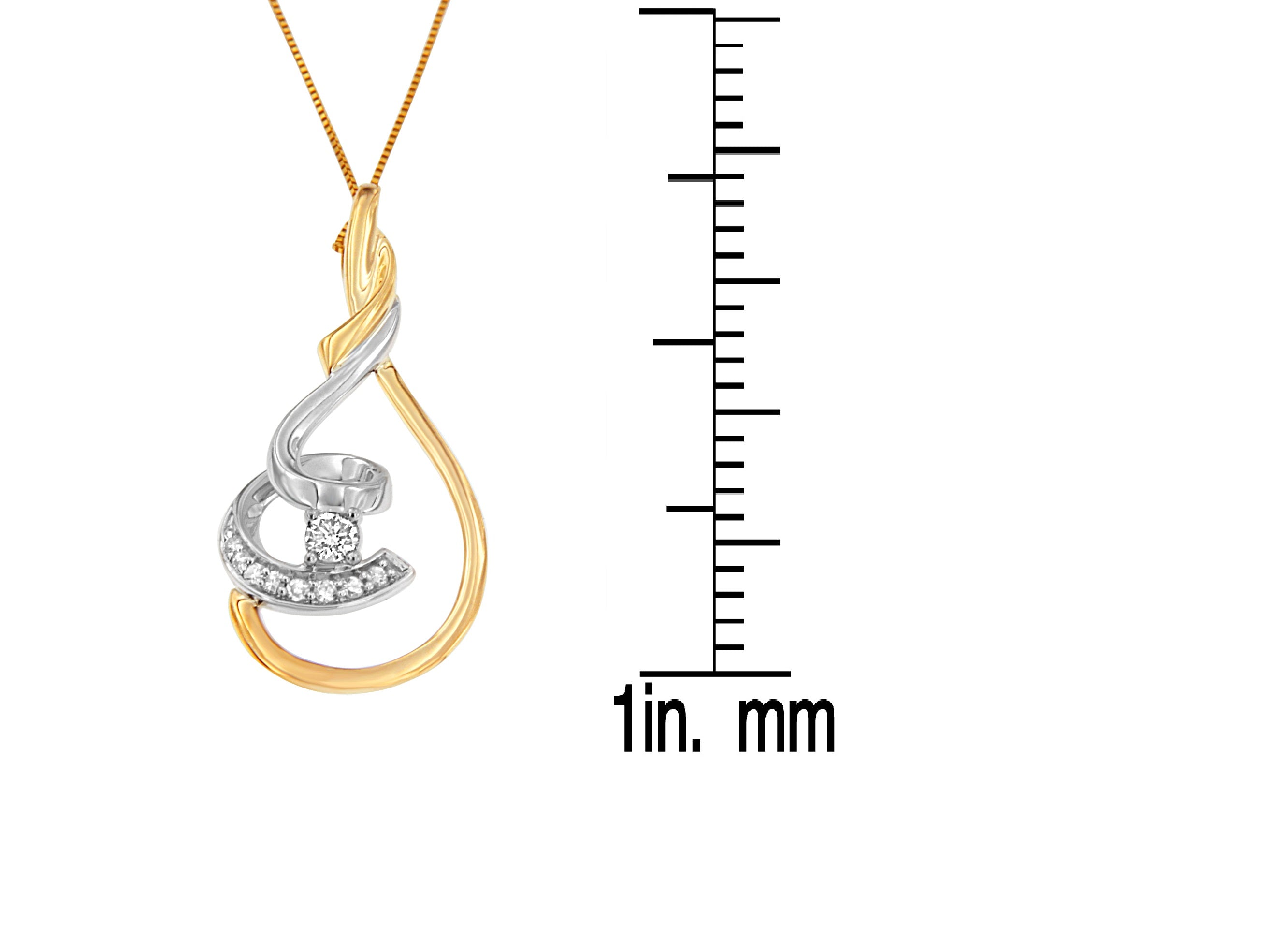 Espira 10K Two-Tone Yellow & White 1/6 Cttw Brilliant-Cut Diamond Layered Spiral 18" Pendant Necklace (H-I Color, I2-I3 Clarity) - Friggin Jewelry