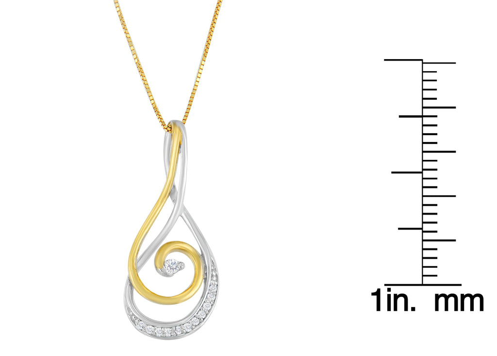 Collar Espira con colgante en espiral brillante de diamantes de talla redonda en oro bicolor de 10 quilates (1/6 ct, color JK, claridad I2-I3) - Friggin Jewelry