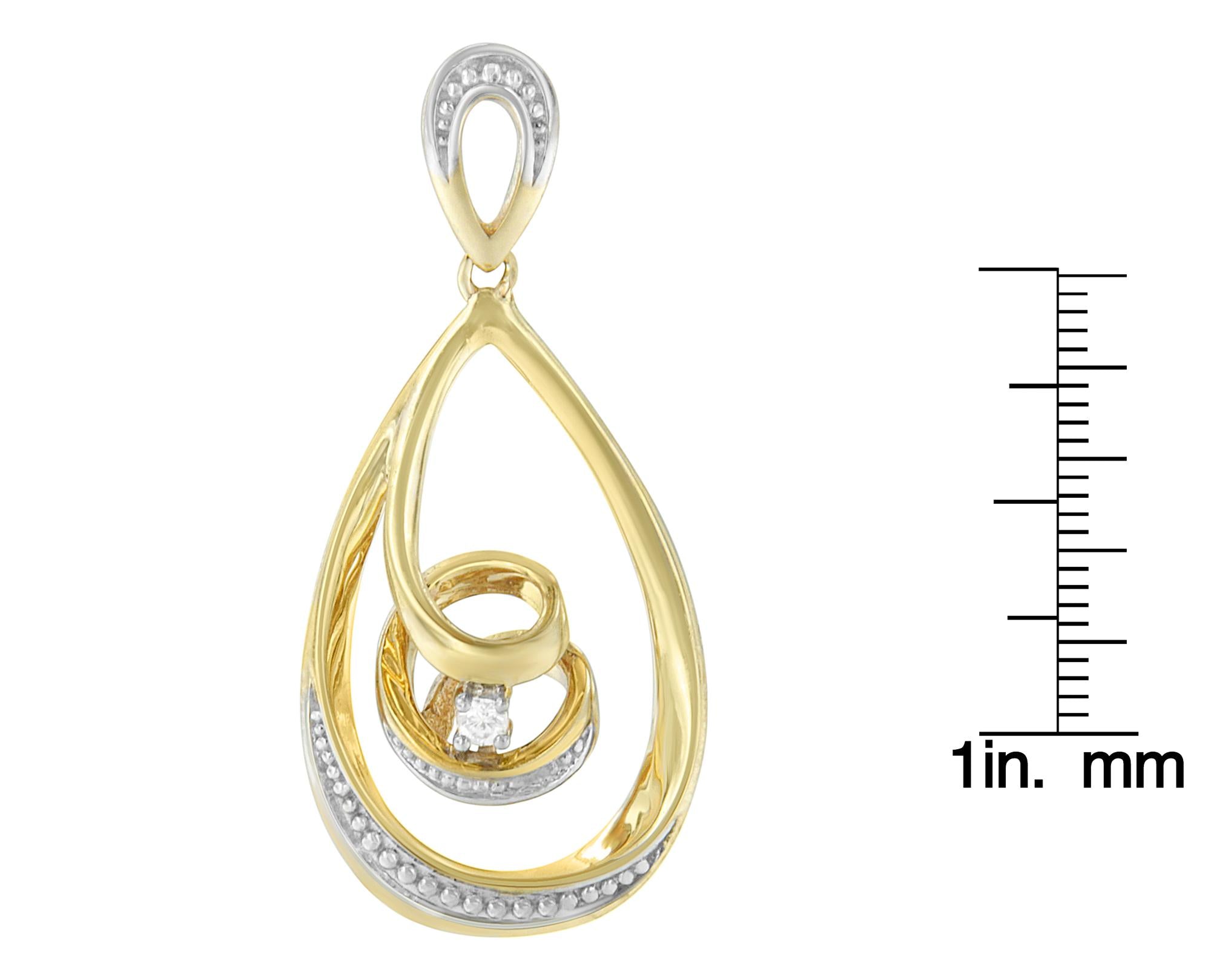 Collana con ciondolo a forma di goccia aperta e ricciolo ritorto in oro 10K, taglio brillante, con diamanti, da 18" (colore JK, purezza I2-I3) - Scelta di colori dell'oro (oro giallo 10K) - Friggin Jewelry