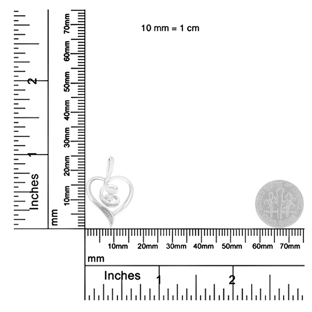 Espira 10K White Gold .03 Cttw Diamond-Accented Round-Cut Diamond Swirl Open Heart 18" Pendant Necklace (I-J Color, I2-I3 Clarity) - Friggin Jewelry