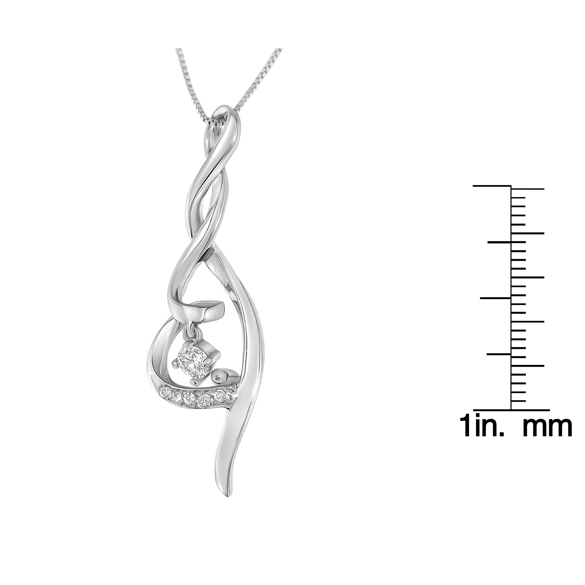 Collar Espira con colgante de espiral de diamantes de 1/10 ct en oro blanco de 10 quilates (IJ, I1-I2) - Friggin Jewelry