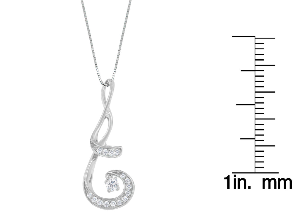 Collar Espira de oro blanco de 10 quilates con espiral de diamantes de talla brillante de 1/5 quilates y 18" (color JK, claridad I2-I3) - Friggin Jewelry