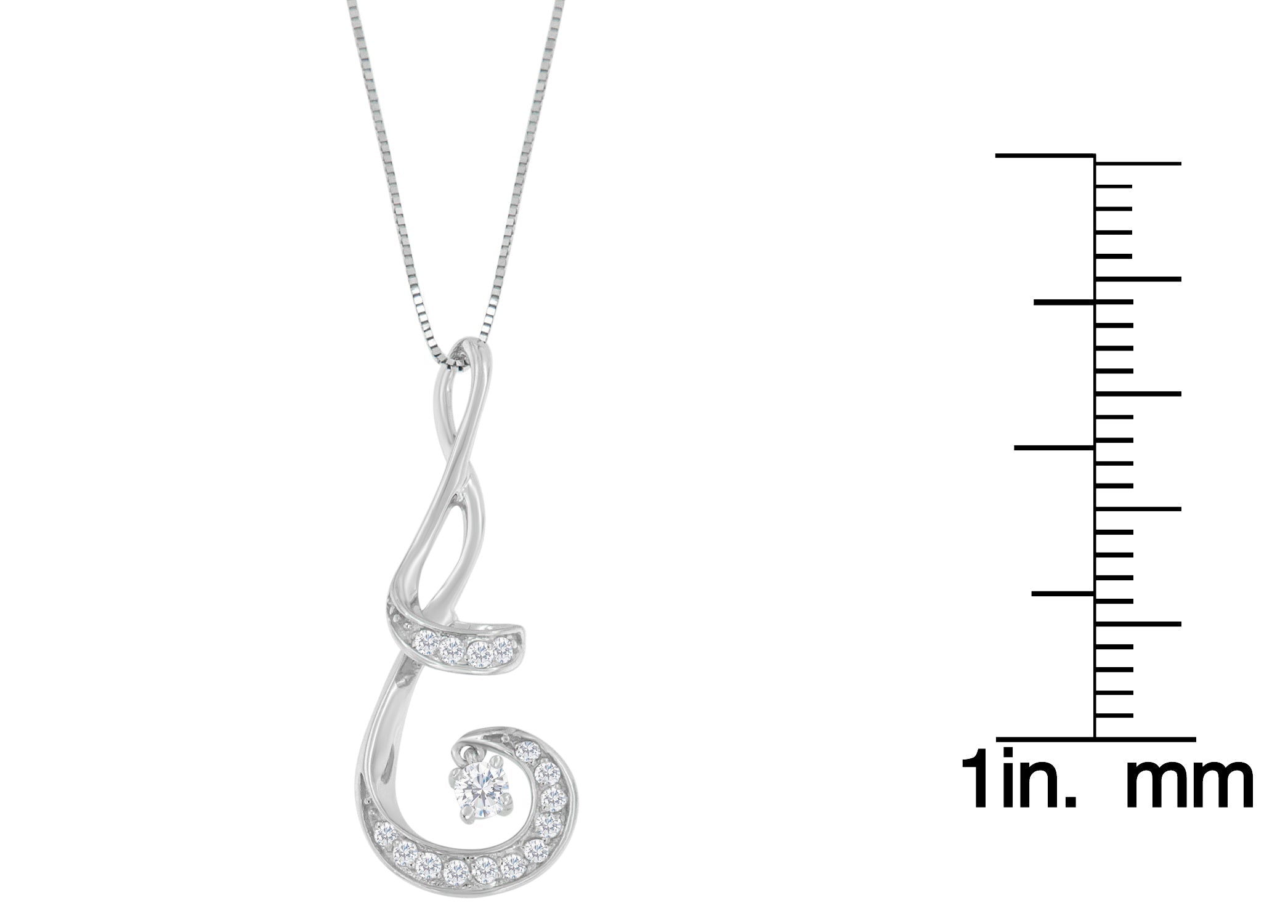 Collar Espira de oro blanco de 10 quilates con espiral de diamantes de talla brillante de 1/5 quilates y 18" (color JK, claridad I2-I3) - Friggin Jewelry
