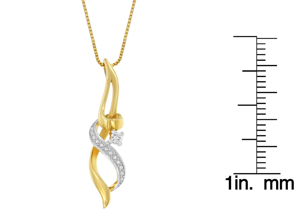 Collar Espira con colgante en espiral de oro amarillo de 10 quilates y 1/20 ct de diamantes de talla redonda (HI, I1-I2) - Friggin Jewelry