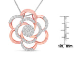 Collar con colgante de flor chapado en oro rosa de 10 quilates y diamante redondo de 1/2 ct (HI, I1-I2) - Friggin Jewelry