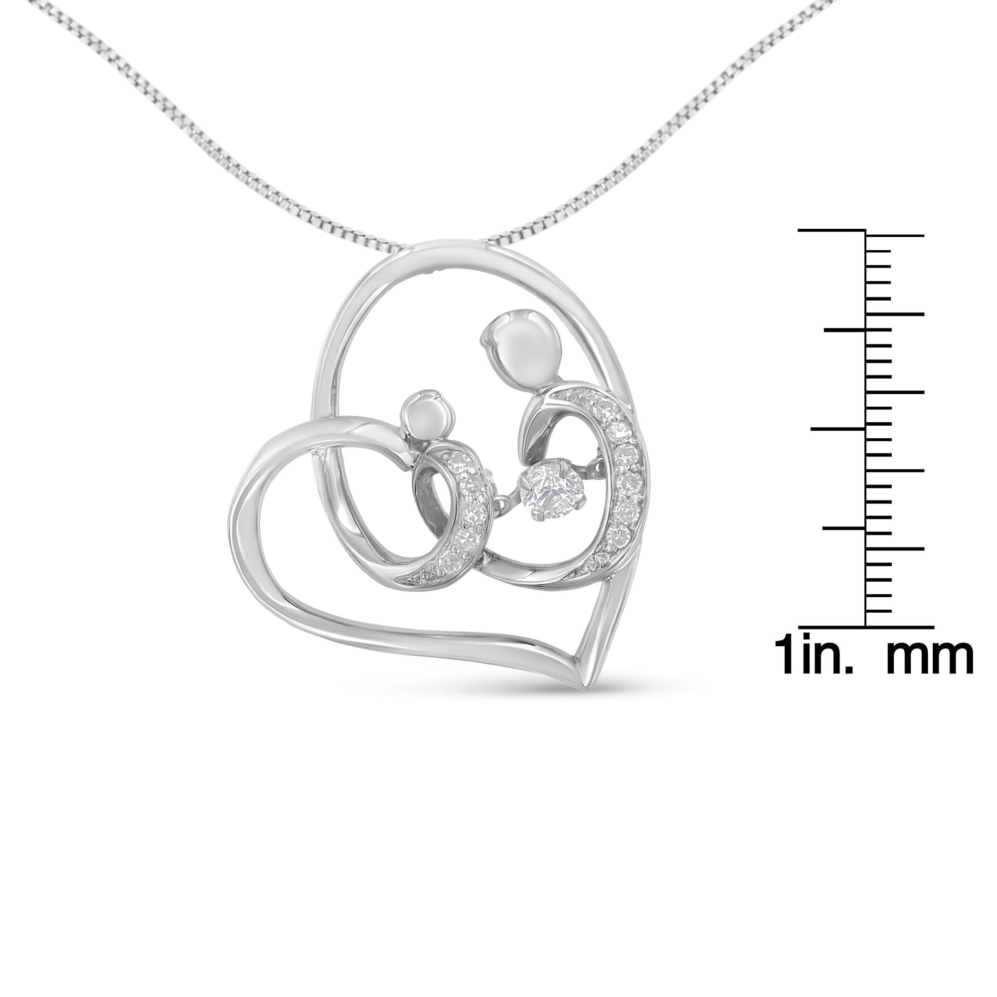 .925 Sterling Silver 1/6 cttw Diamond Heart Pendant Necklace (H-I, I1-I2) - Friggin Jewelry