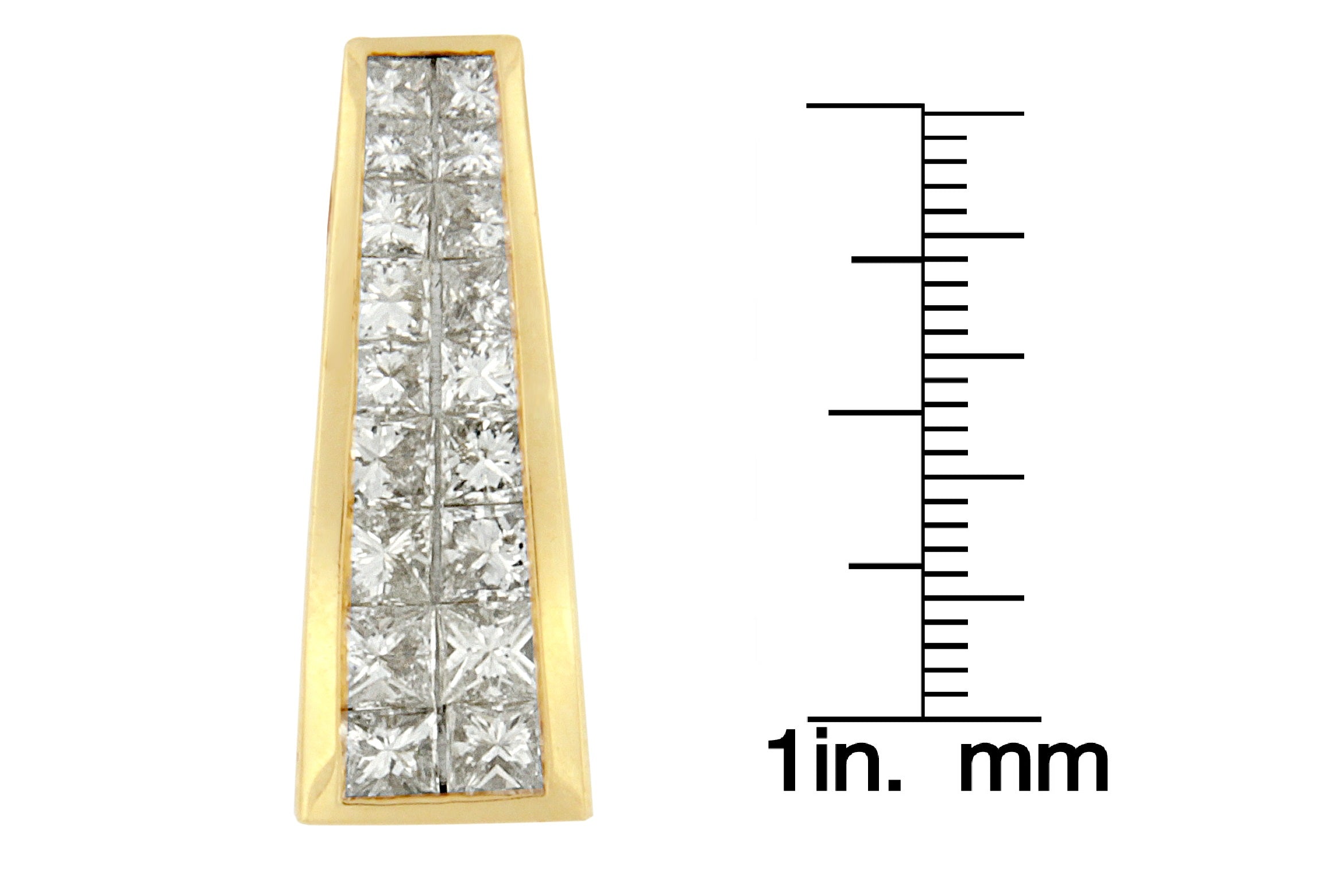 Collana con pendente a colonna greca in oro giallo 14 carati con diamanti taglio principessa da 1 1/2 carati (GH, VS1-VS2) - Friggin Jewelry