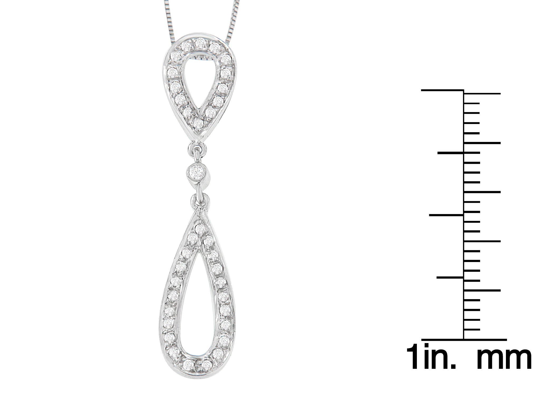 Collar con colgante de doble lágrima de diamantes de talla redonda de 1/4 ct en oro blanco de 14 quilates (HI, I2-I3) - Friggin Jewelry