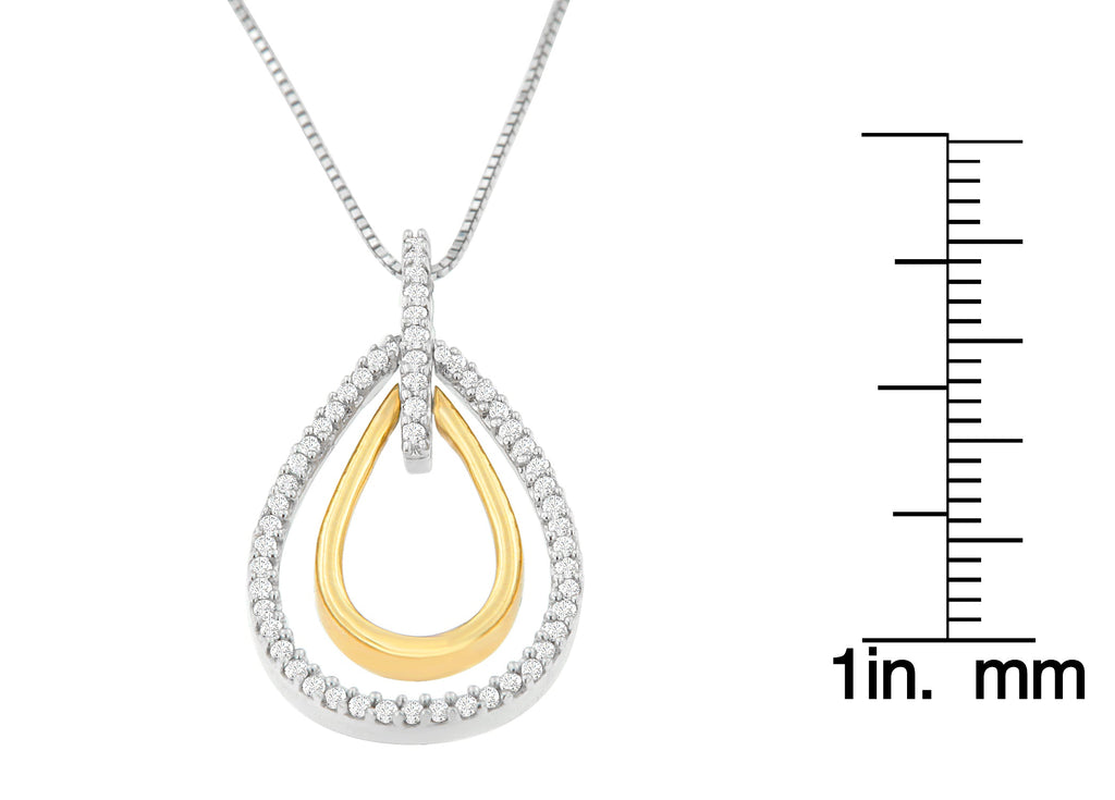 Collana con pendente a doppia esplosione di diamanti taglio rotondo in oro bicolore 14K (1/4 cttw, colore HI, purezza SI2-I1) - Friggin Jewelry