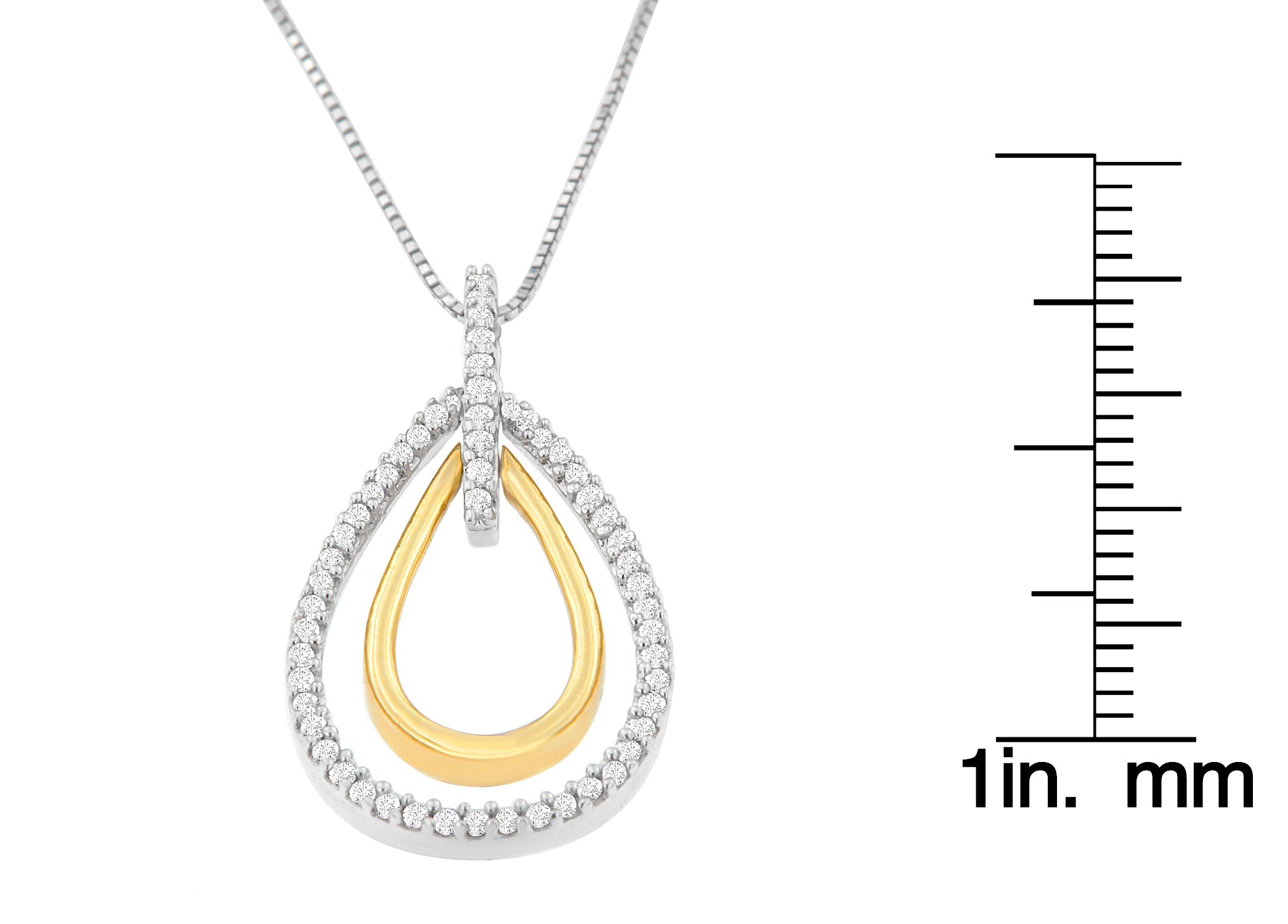 14K Two-Tone Gold Round Cut Diamond Double Burst Pendant Necklace (1/4 cttw, H-I Color, SI2-I1 Clarity) - Friggin Jewelry
