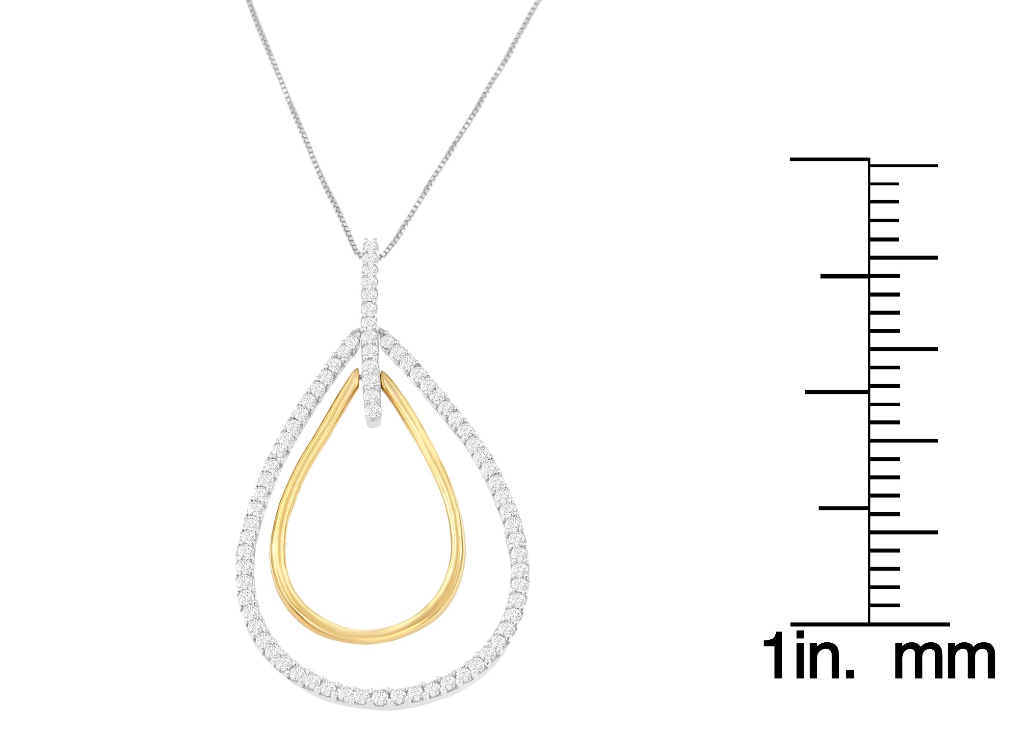 Collana con pendente a doppia esplosione di diamanti taglio rotondo in oro bicolore 14K (1,00 cttw, colore HI, purezza SI2-I1) - Friggin Jewelry