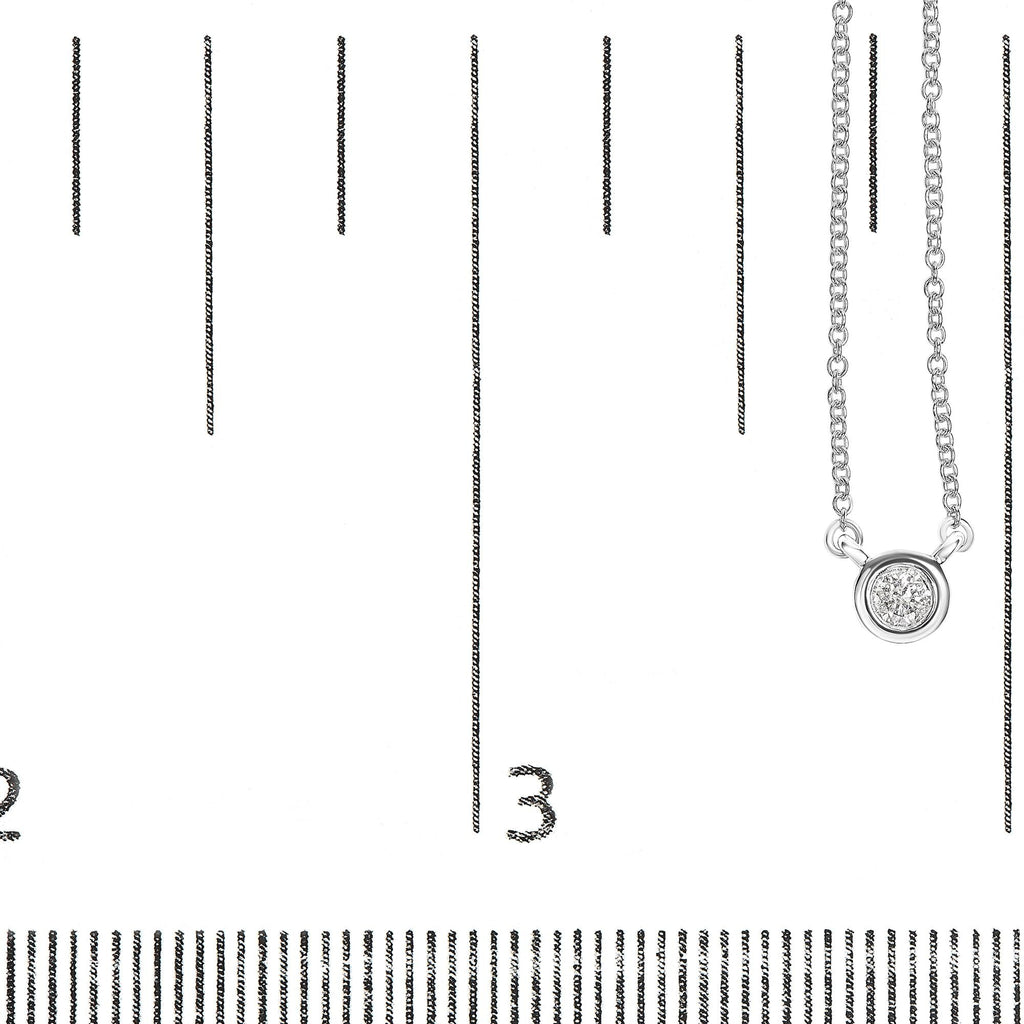 Collar con colgante solitario de oro de 10 quilates con diamante redondo de talla brillante engastado en bisel de 40,6 a 45,7 cm (color HI, claridad SI2-I1) - Friggin Jewelry