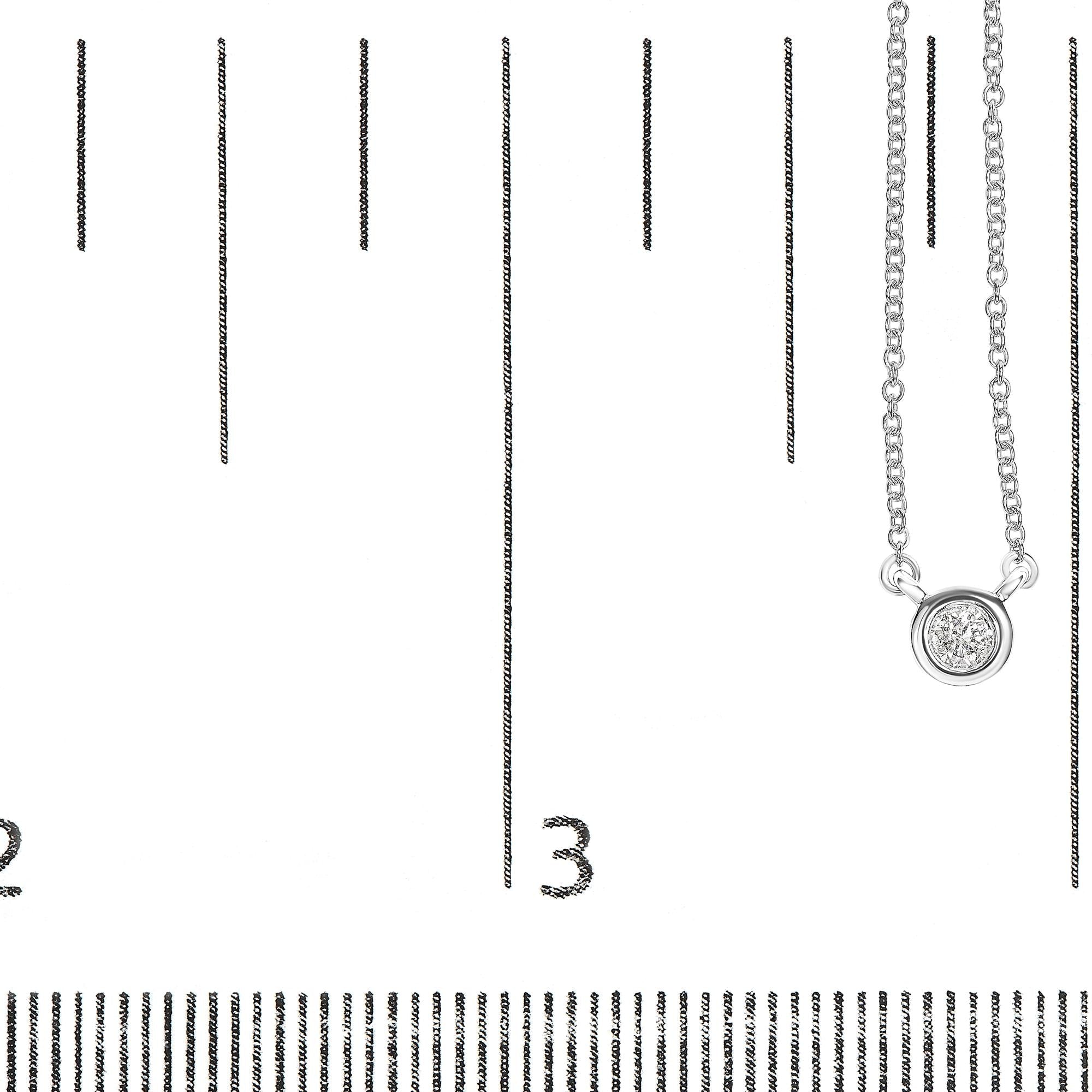 Collar con colgante solitario de oro de 10 quilates con diamante redondo de talla brillante engastado en bisel de 40,6 a 45,7 cm (color HI, claridad SI2-I1) - Friggin Jewelry