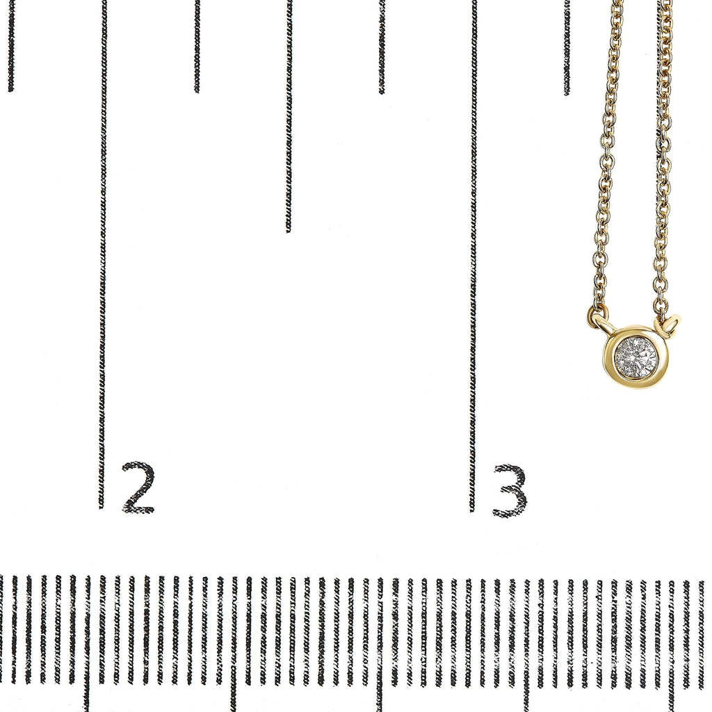 Collar con colgante solitario de oro de 10 quilates con diamante redondo de talla brillante engastado en bisel de 40,6 a 45,7 cm (color HI, claridad SI2-I1) - Friggin Jewelry