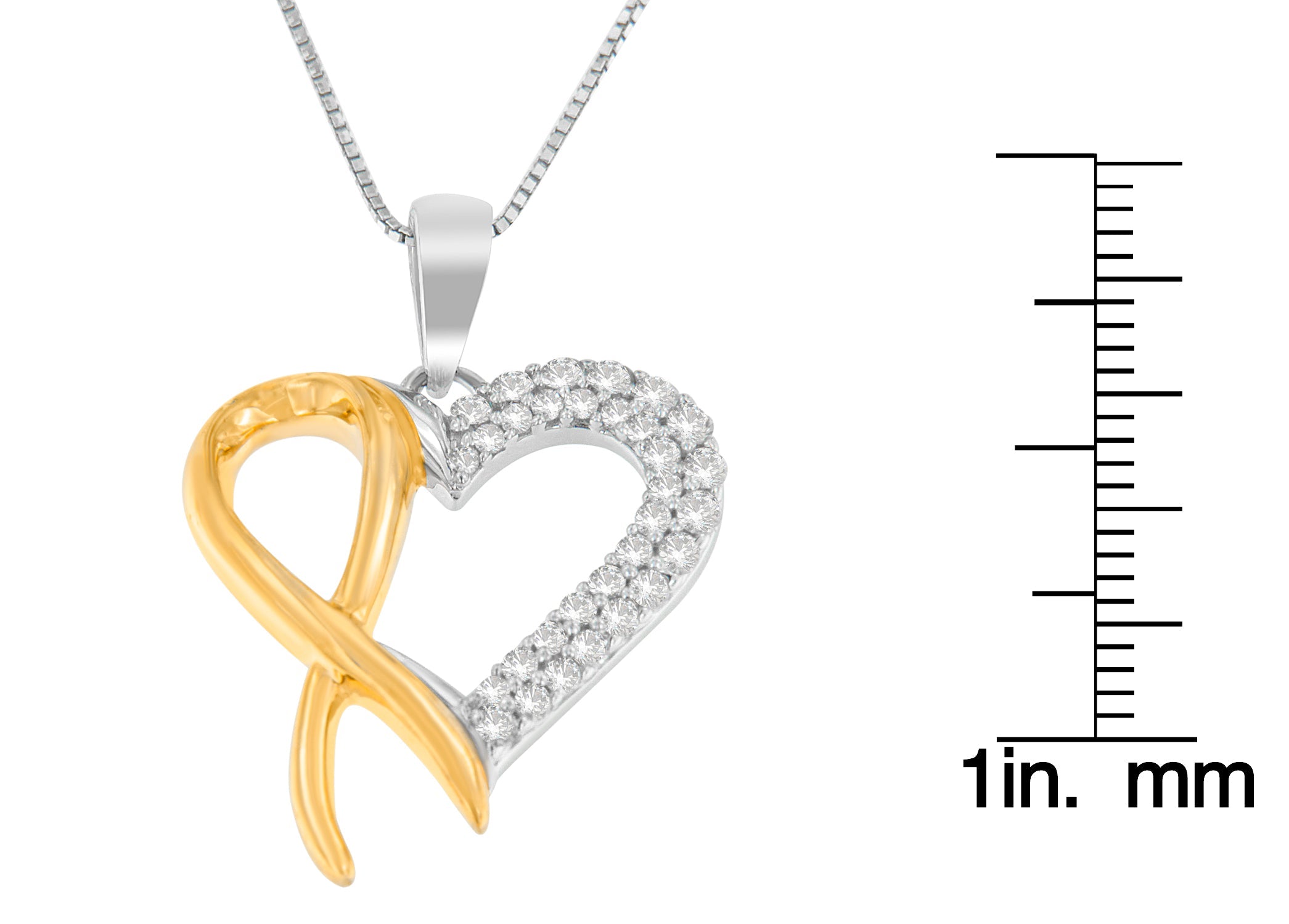 .925 Sterling Silver Two Toned 1/4 cttw Round Cut Diamond Pendant Necklace (H-I, I2-I3) - Friggin Jewelry