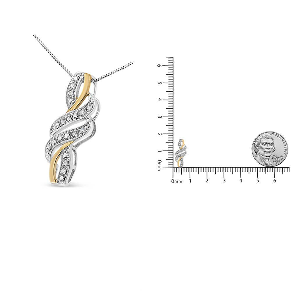Collana con ciondolo a spirale in argento sterling 925 placcato oro giallo 10K con diamanti taglio rotondo da 1/20 cttw (colore HI, purezza I2-I3) - Friggin Jewelry