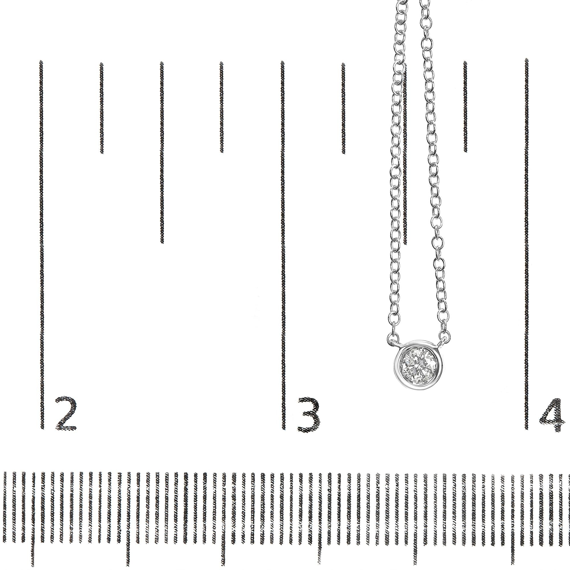 Collana con pendente solitario moderno incastonato a castone con diamanti coltivati ​​in laboratorio in oro 14 carati, da 16" a 18" (colore FG, purezza VS2-SI1) - Friggin Jewelry