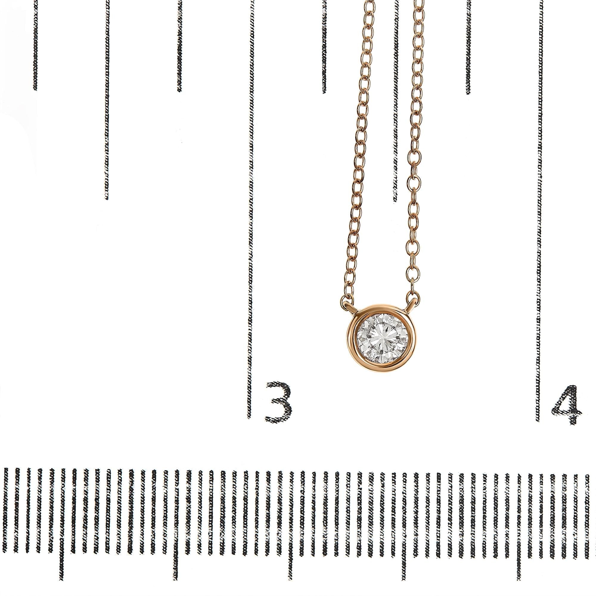 Collar con colgante solitario de oro de 10 quilates con diamante redondo de talla brillante engastado en bisel de 40,6 a 45,7 cm (color HI, claridad SI2-I1) - Friggin Jewelry