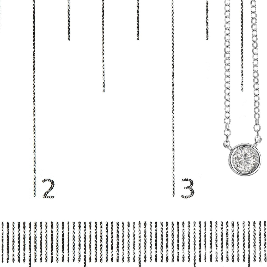 Collar con colgante solitario de oro de 10 quilates con diamante redondo de talla brillante engastado en bisel de 40,6 a 45,7 cm (color HI, claridad SI2-I1) - Friggin Jewelry