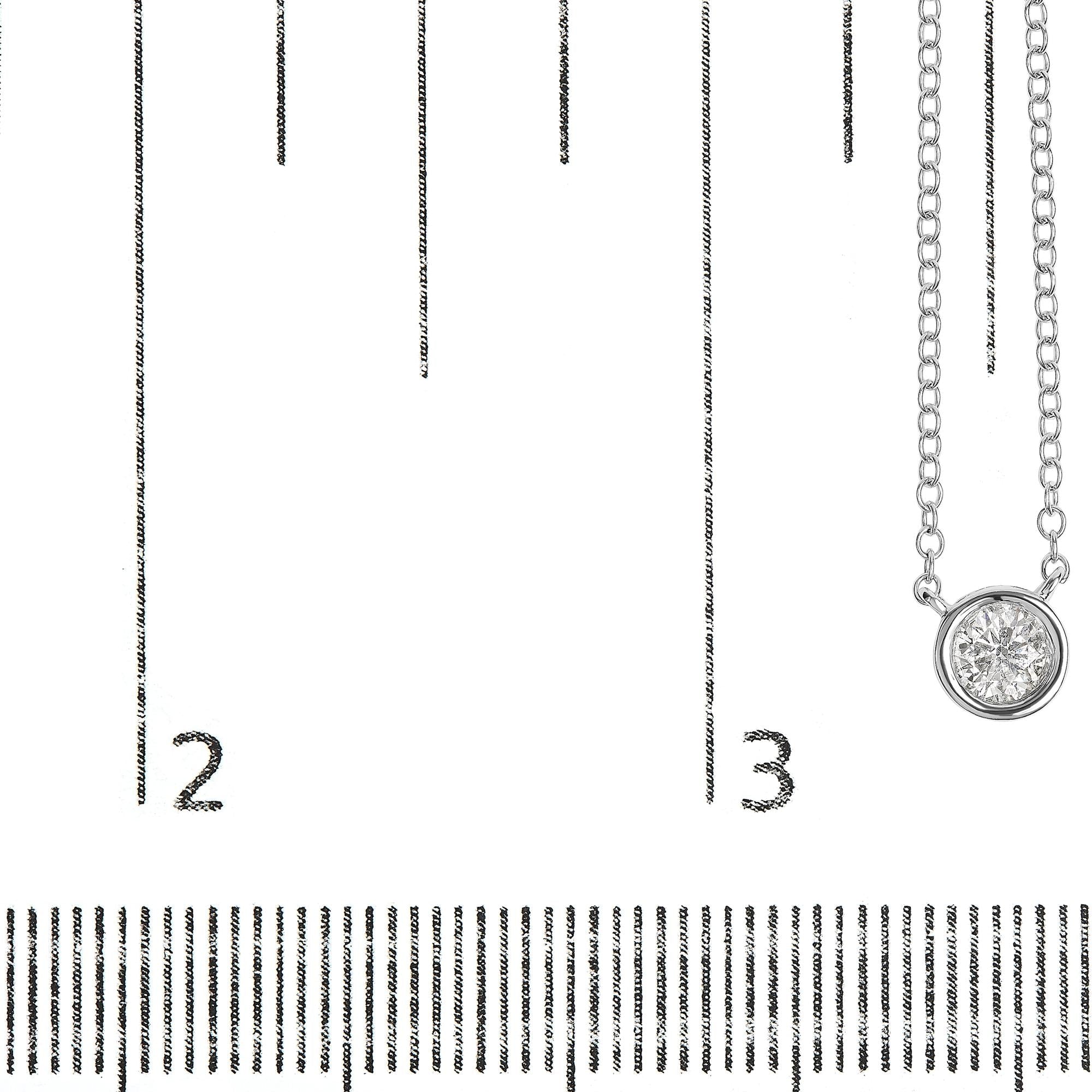 Collar con colgante solitario de oro de 10 quilates con diamante redondo de talla brillante engastado en bisel de 40,6 a 45,7 cm (color HI, claridad SI2-I1) - Friggin Jewelry