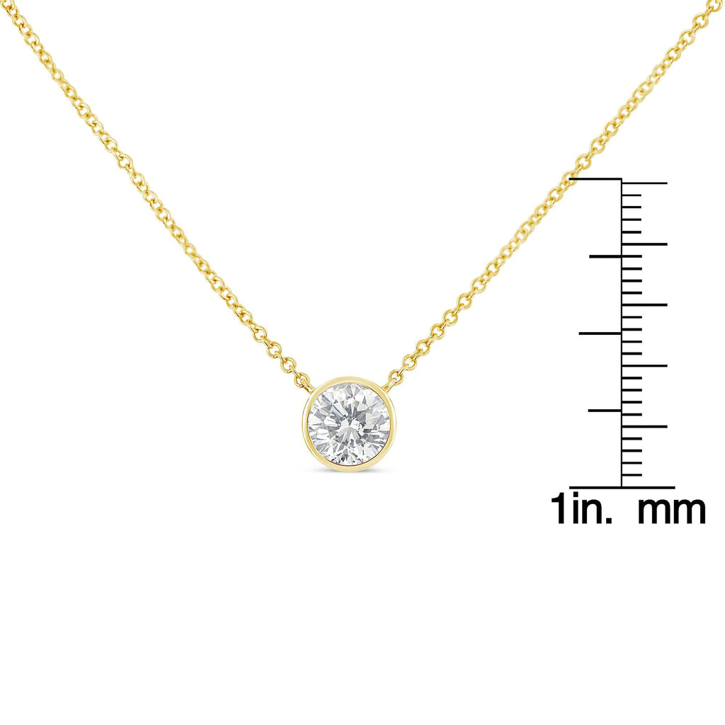Sterling Silver Bezel-Set Diamond Solitaire Pendant Necklace (1/3 cttw, H-I Color, I1-I2 Clarity) - Friggin Jewelry