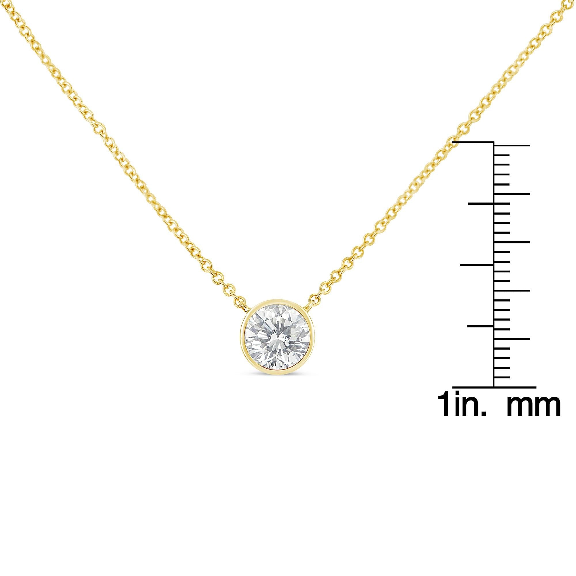 Sterling Silver Bezel-Set Diamond Solitaire Pendant Necklace (1/3 cttw, H-I Color, I1-I2 Clarity) - Friggin Jewelry