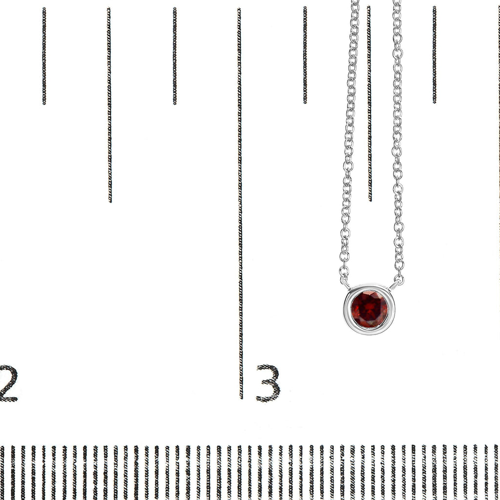 14K White Gold 1/2 Cttw Red Lab Grown Diamond Bezel-Set Solitaire 18" Pendant Necklace (Red Color, VS1-VS2 Clarity) - Friggin Jewelry