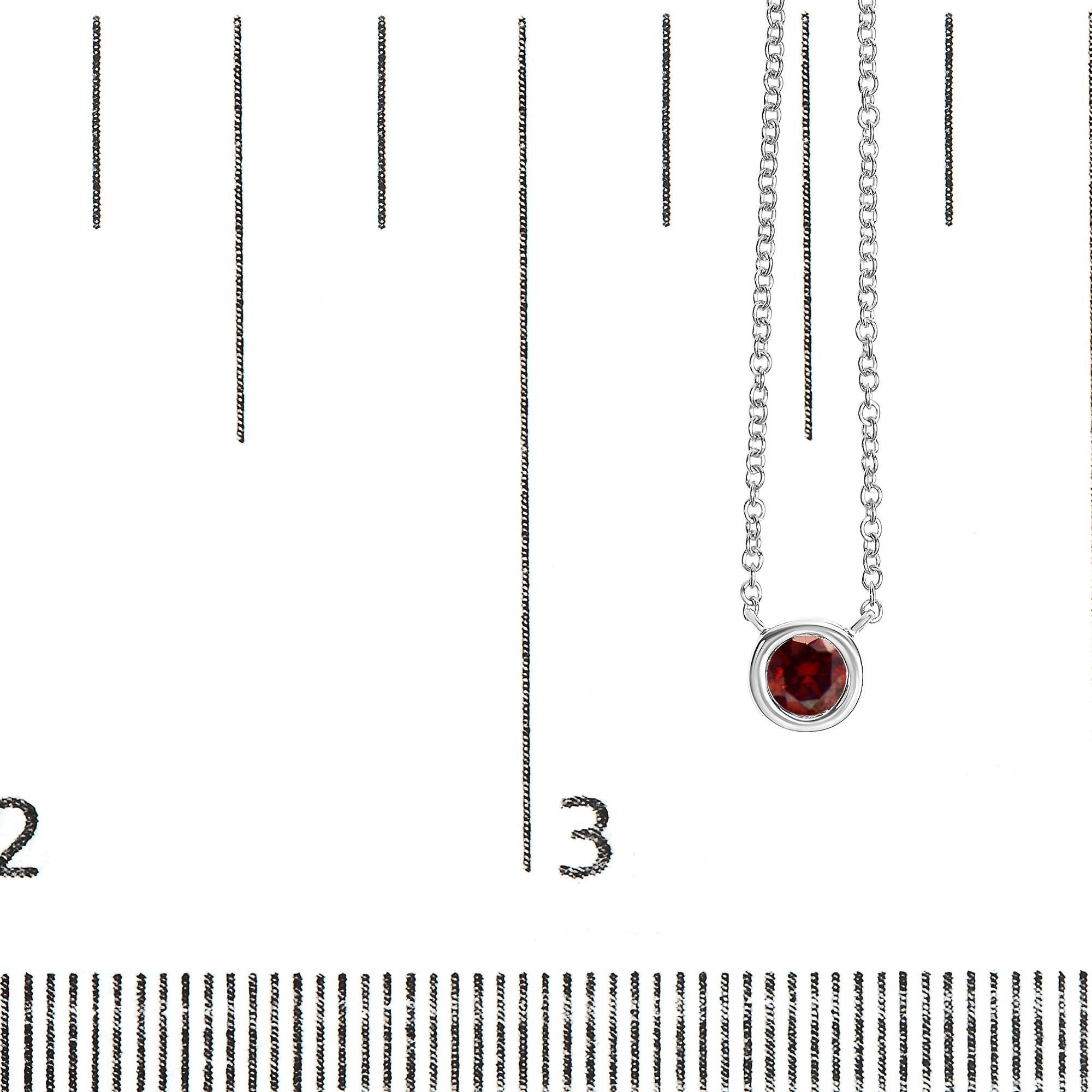 14K White Gold 1/2 Cttw Red Lab Grown Diamond Bezel-Set Solitaire 18" Pendant Necklace (Red Color, VS1-VS2 Clarity) - Friggin Jewelry