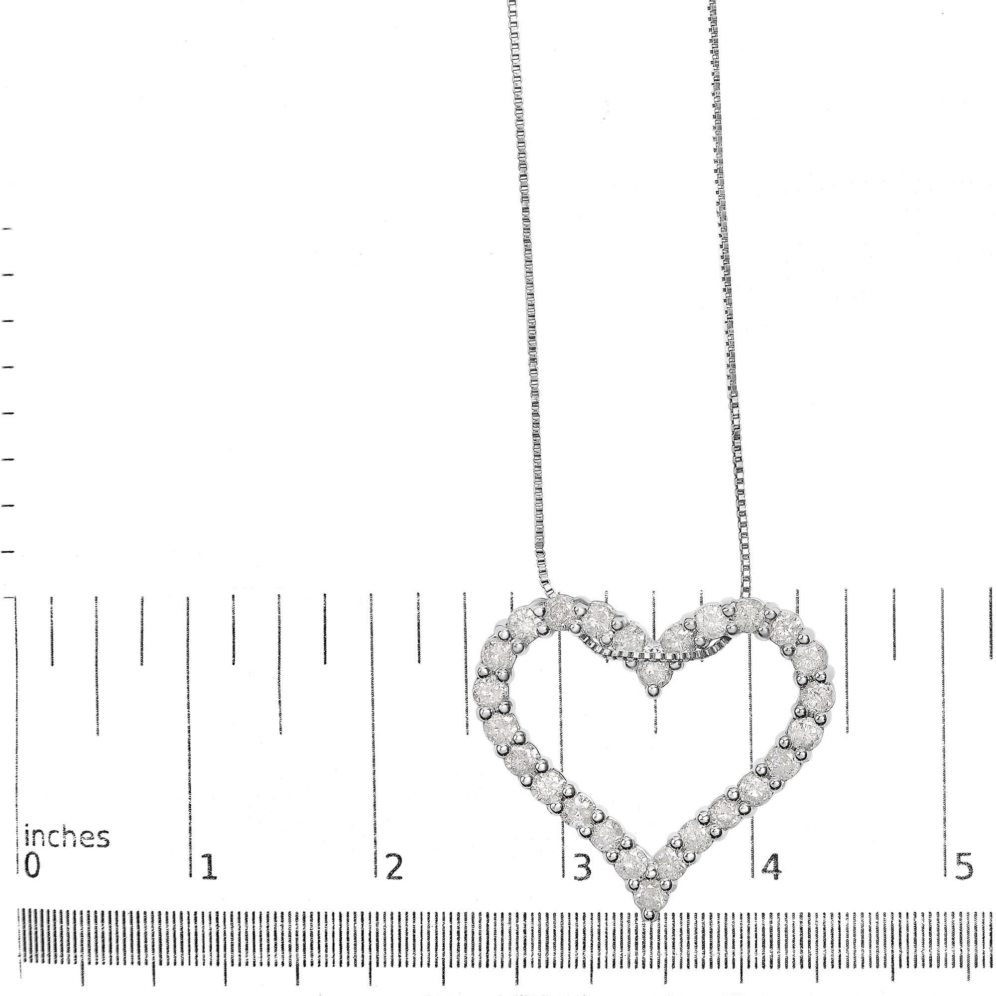 .925 Sterling Silver 2.0 Cttw Diamond Open Heart 18" Pendant Necklace (I-J Color, I2-I3 Clarity) - Friggin Jewelry