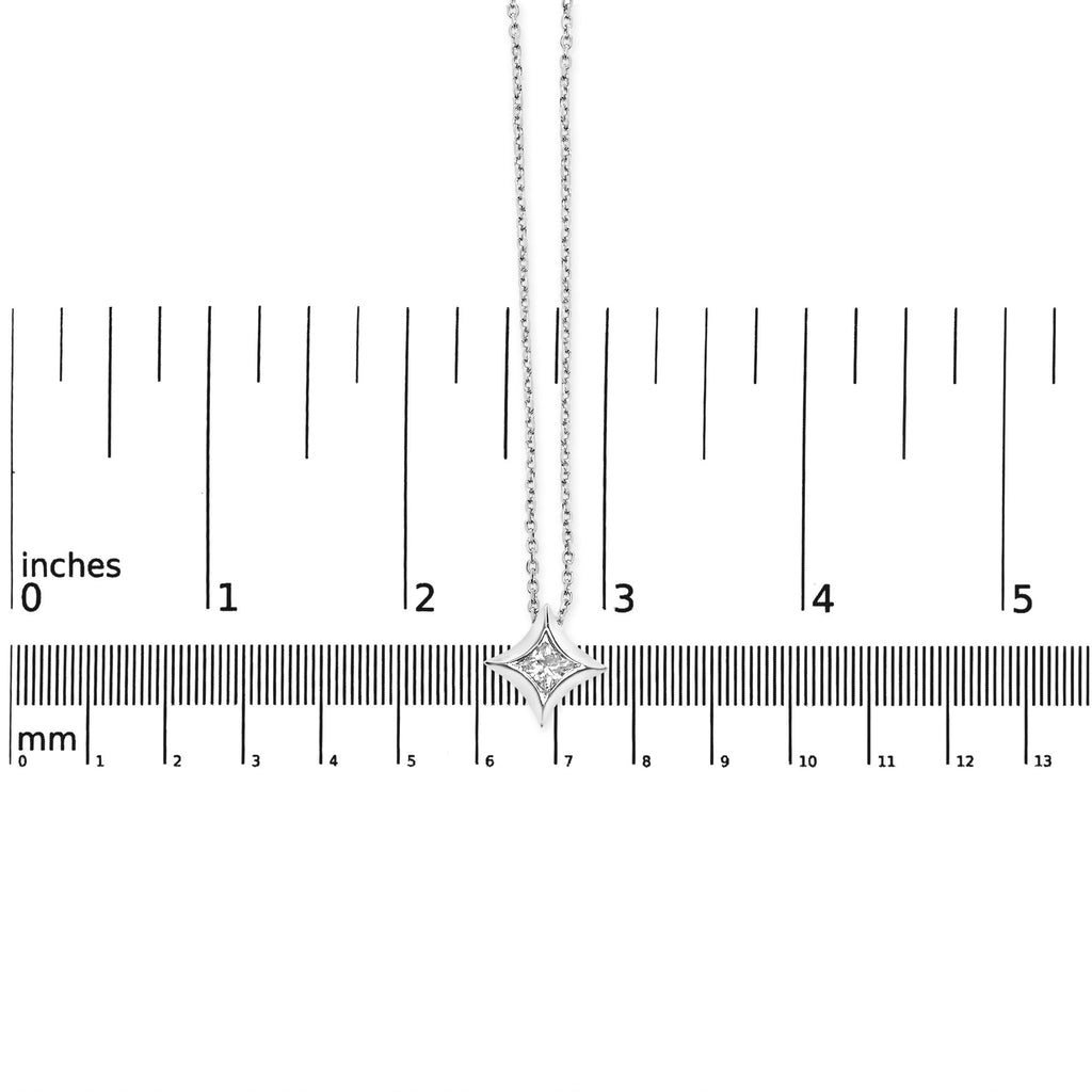 Collana pendente a forma di aquilone con diamante solitario taglio principessa da 1/10 ct incastonato in oro 10 carati - 18 pollici - Friggin Jewelry