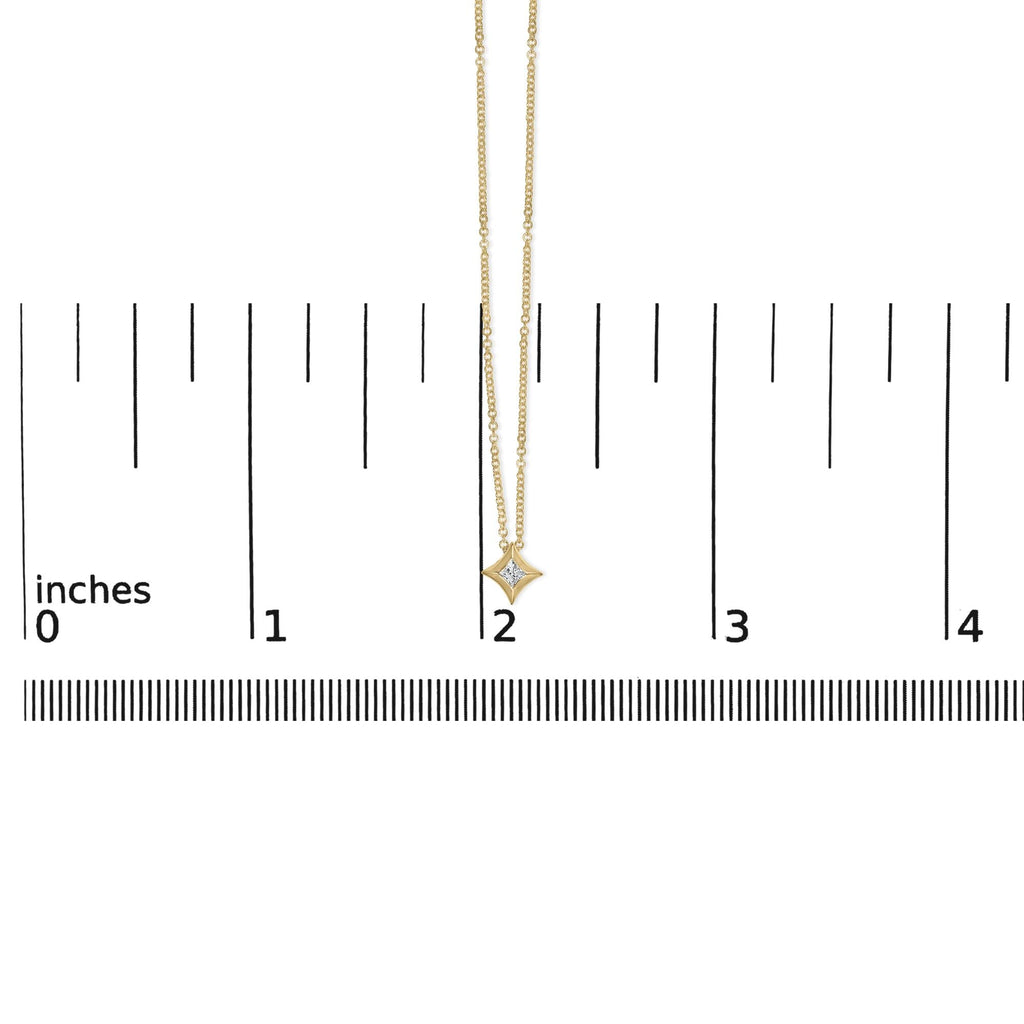 Collana pendente a forma di aquilone con diamante solitario taglio principessa da 1/10 ct incastonato in oro 10 carati - 18 pollici - Friggin Jewelry
