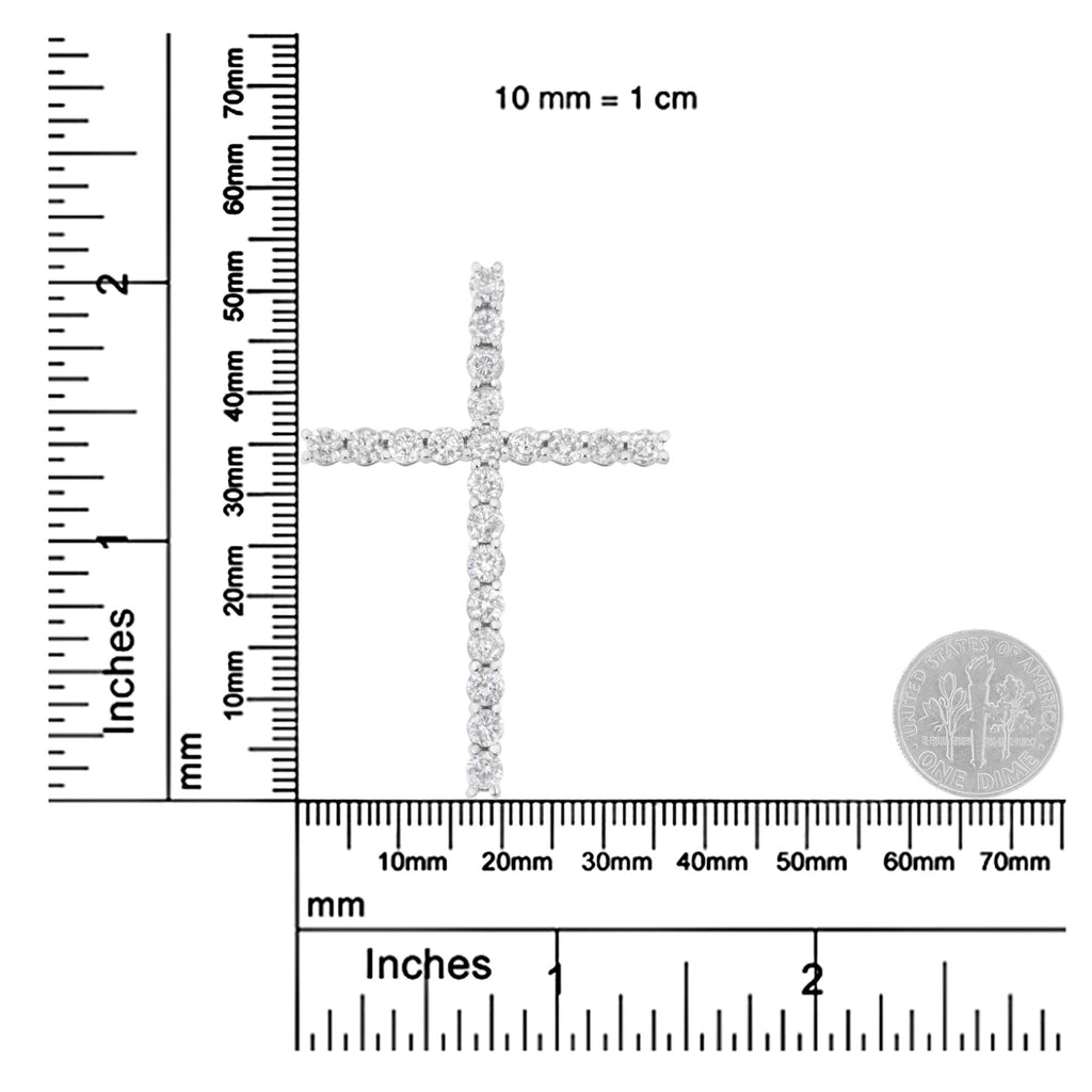 .925 Sterling Silver 4.0 Cttw Diamond 2-1/4" Cross Pendant with Box Chain Necklace (I-J Color, I1-I2 Clarity) - 18" - Friggin Jewelry